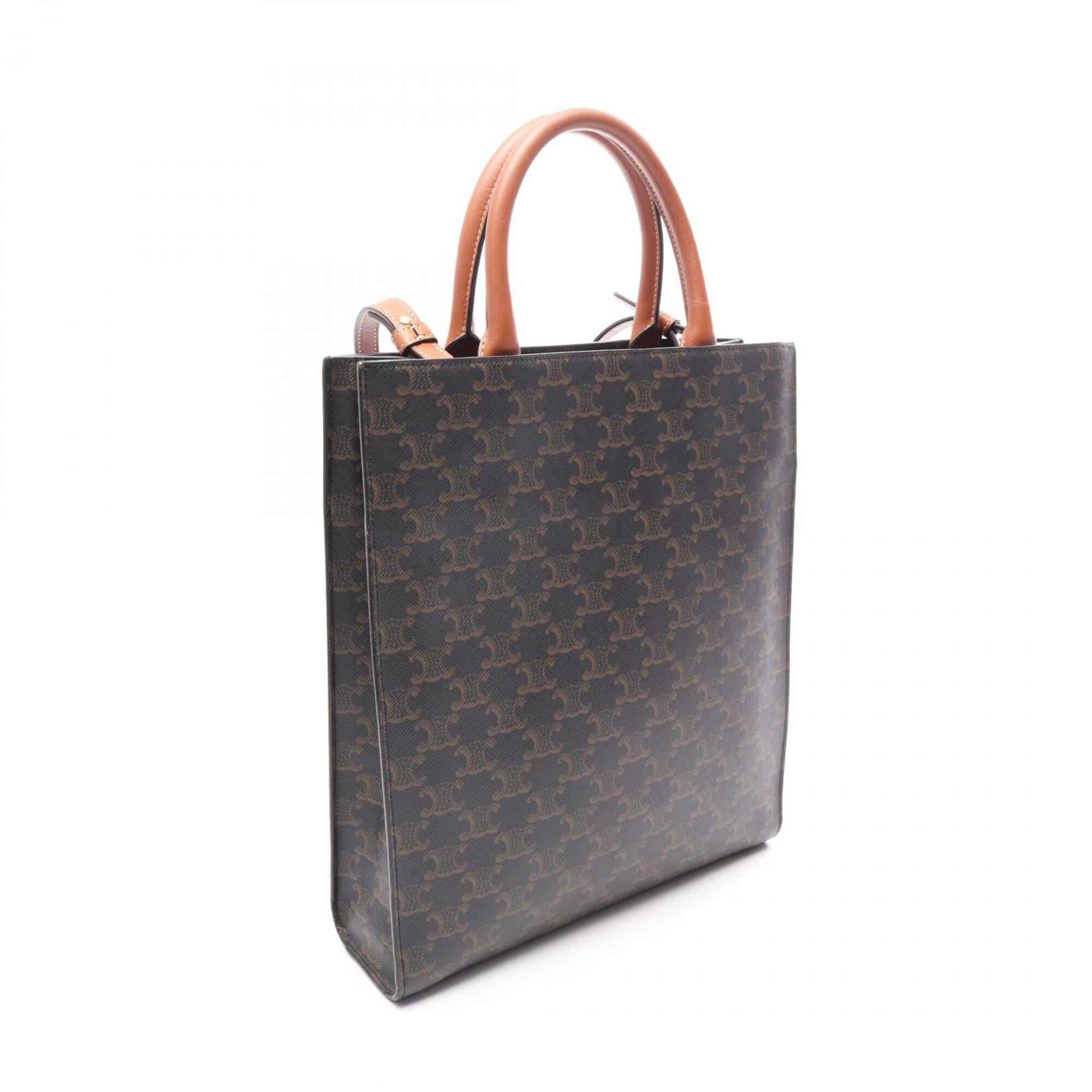 Celine Black Brown Coated Canvas Leather Handbag Tote Bag (Pre-Owned)