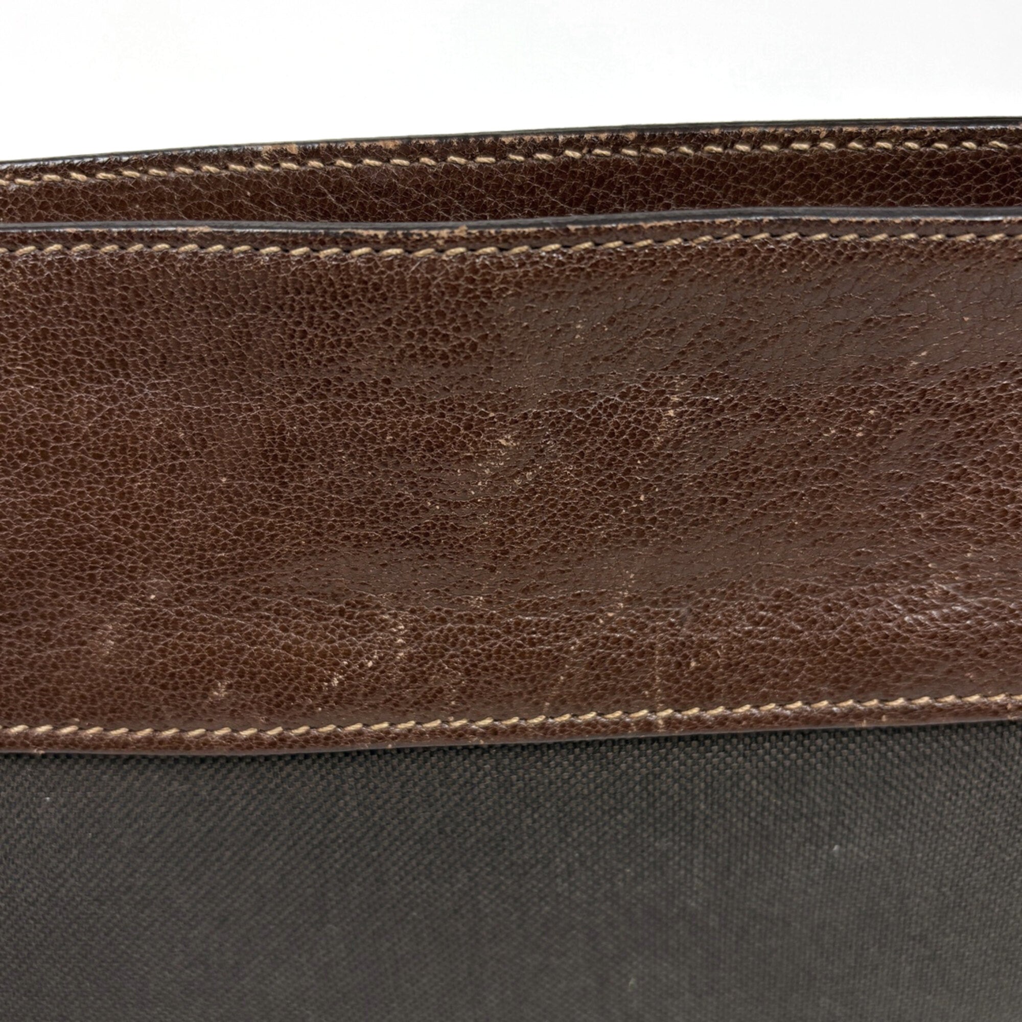 Prada Brown Canvas Shoulder Bag (Pre-Owned)