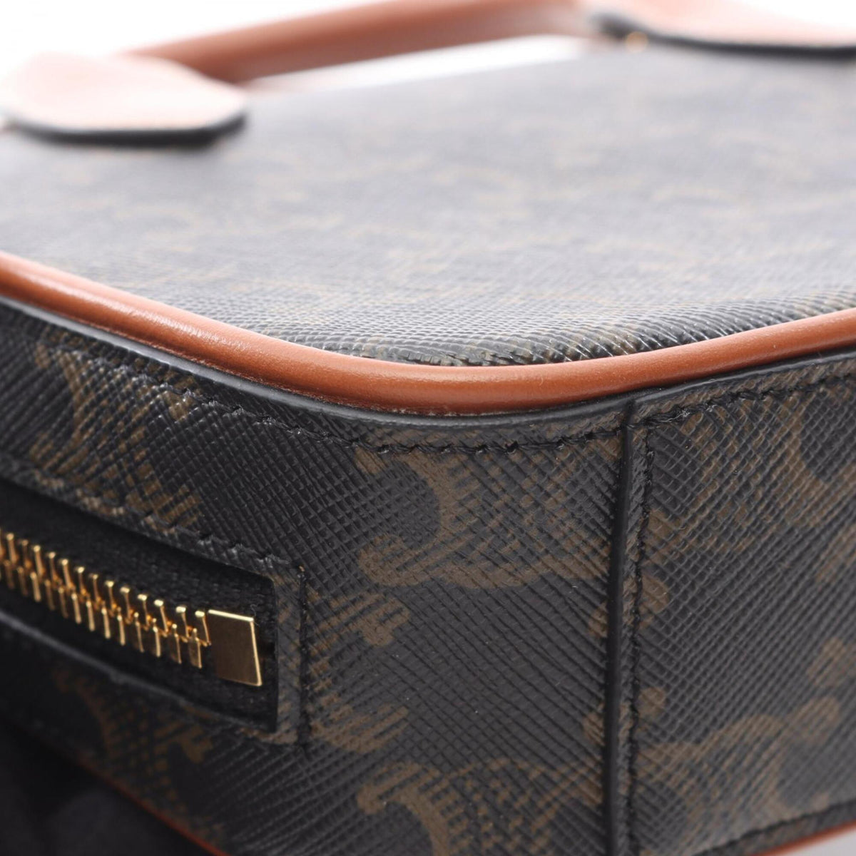 Celine Black Brown Coated Canvas Leather Handbag (Pre-Owned)