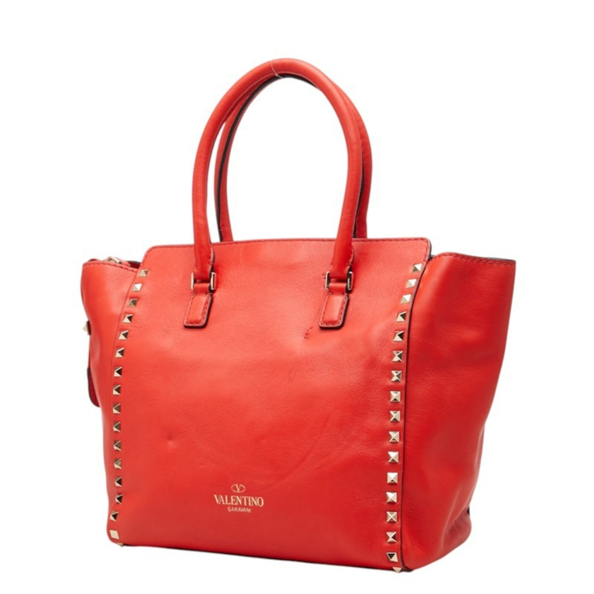 Valentino Red Color Leather Handbag Shoulder Bag (Pre-Owned)