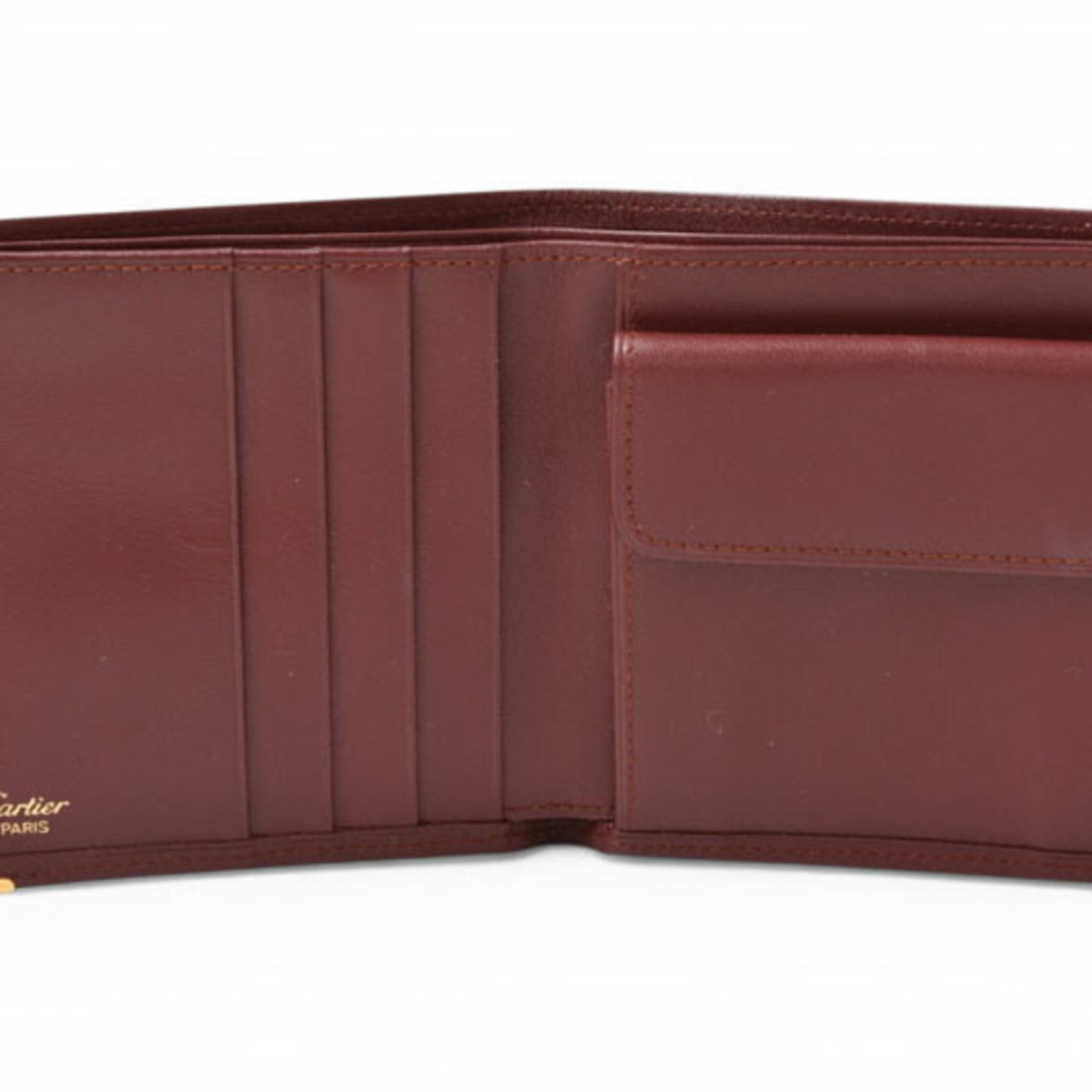 Cartier Bordeaux Leather Wallet (Bi-Fold) (Pre-Owned)