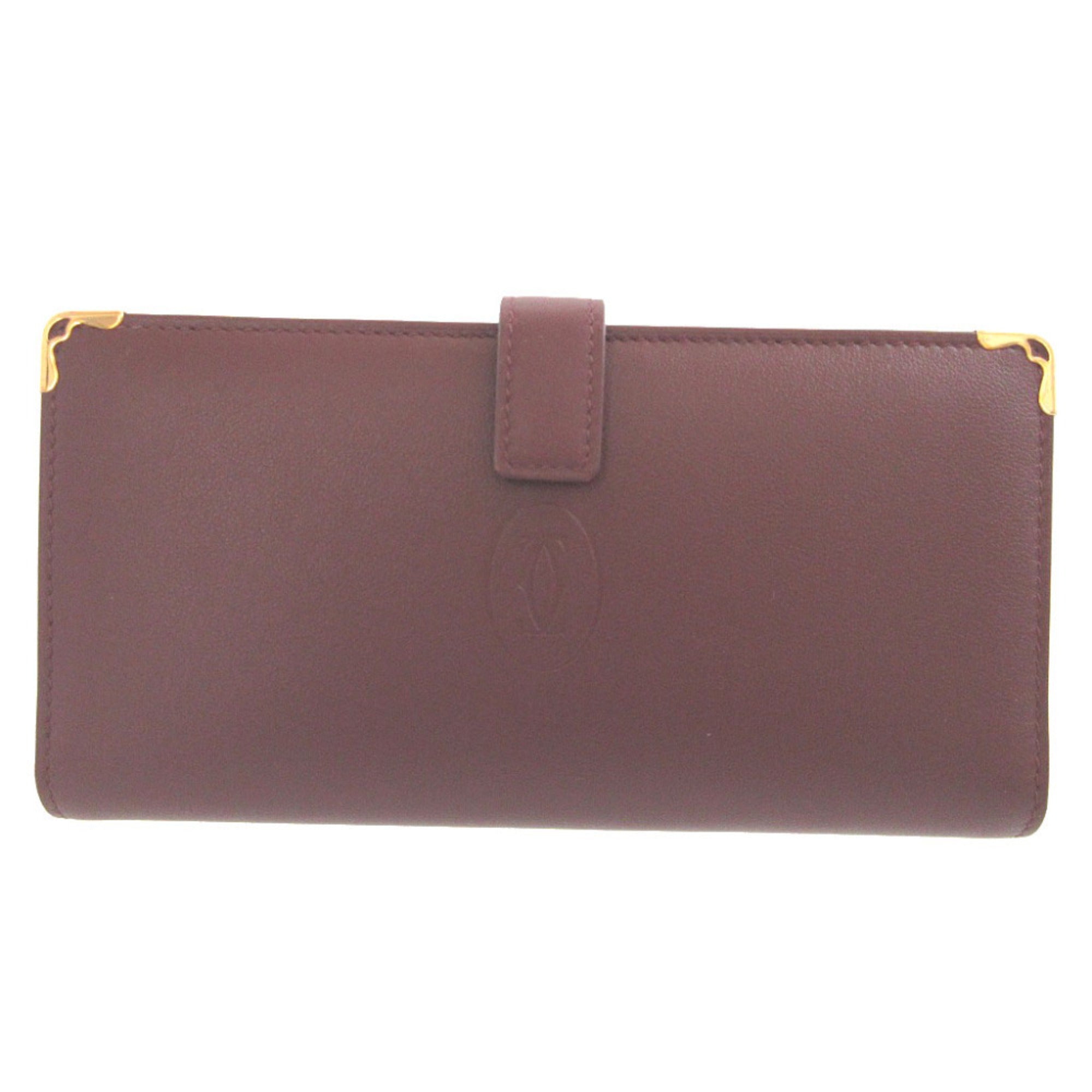 Cartier Bordeaux Leather Long Wallet (Bi-Fold) (Pre-Owned)