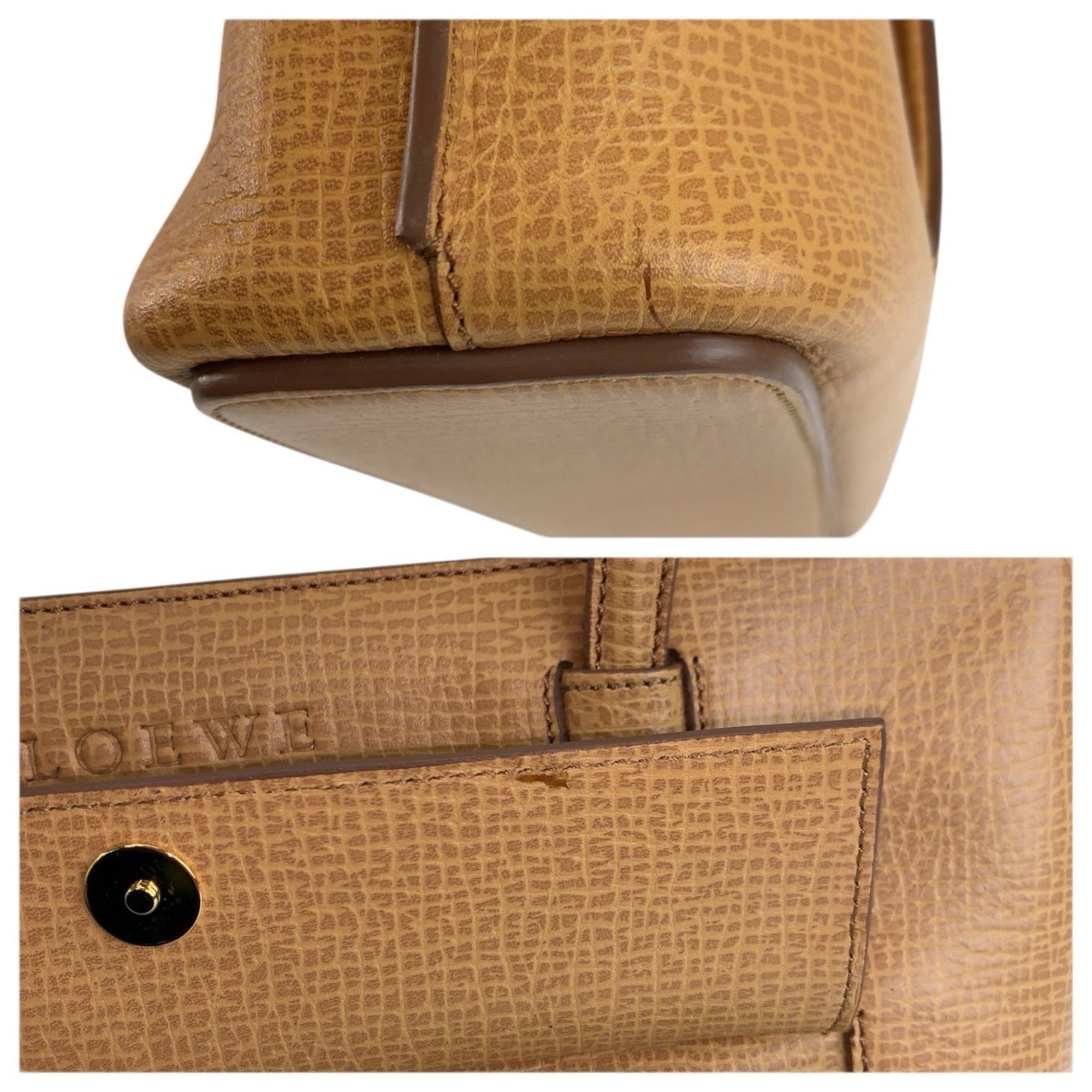 Loewe Beige Leather Handbag Tote Bag (Pre-Owned)