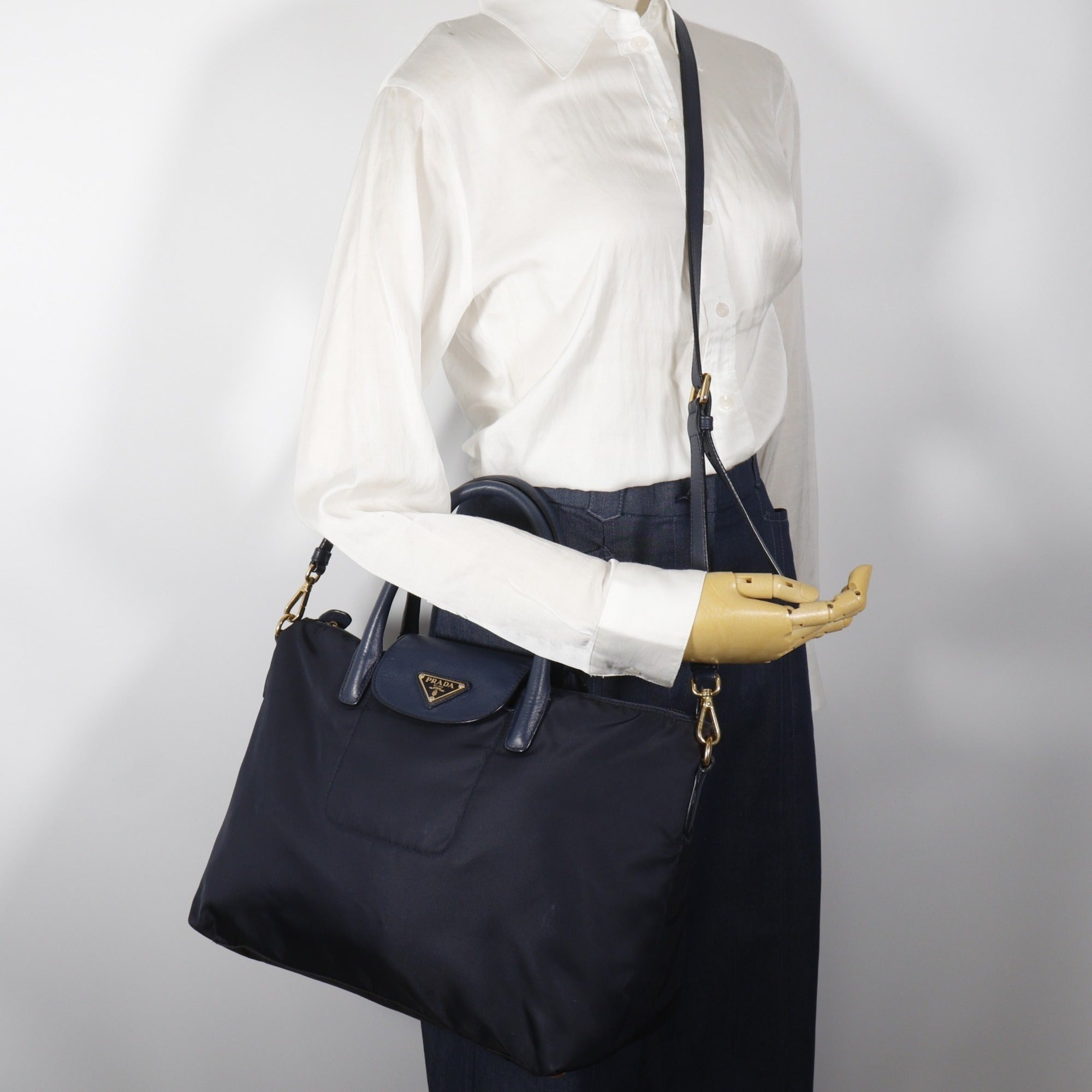 Prada Navy Nylon Handbag (Pre-Owned)