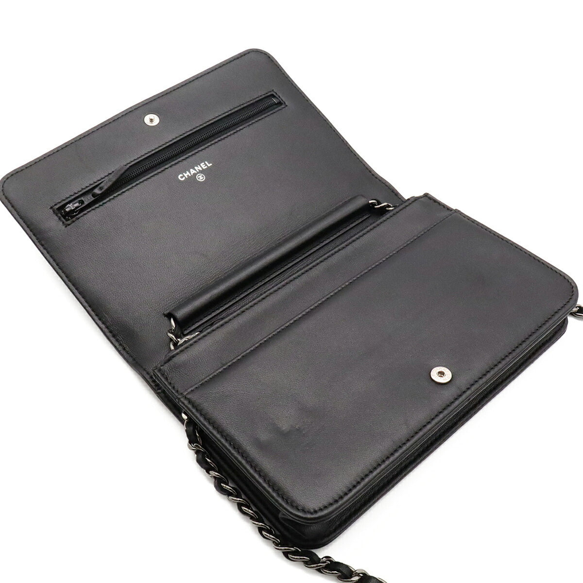 Chanel Black Leather Chain/Shoulder Wallet (Pre-Owned)