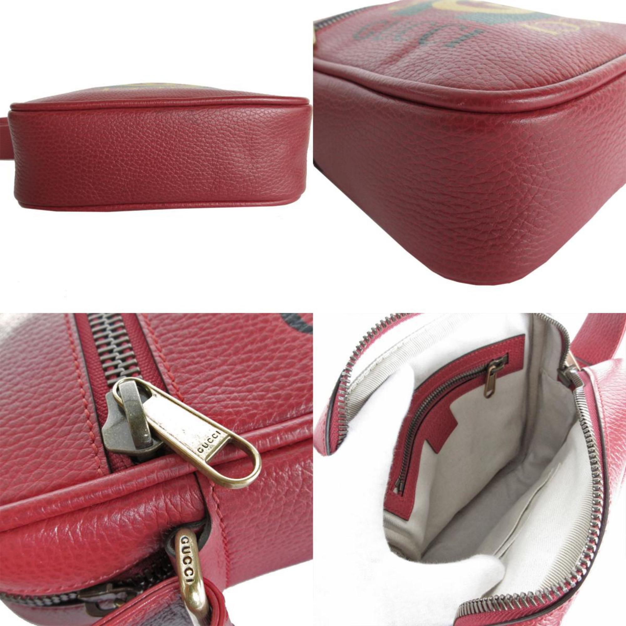Gucci Dark Red Leather Shoulder Bag (Pre-Owned)