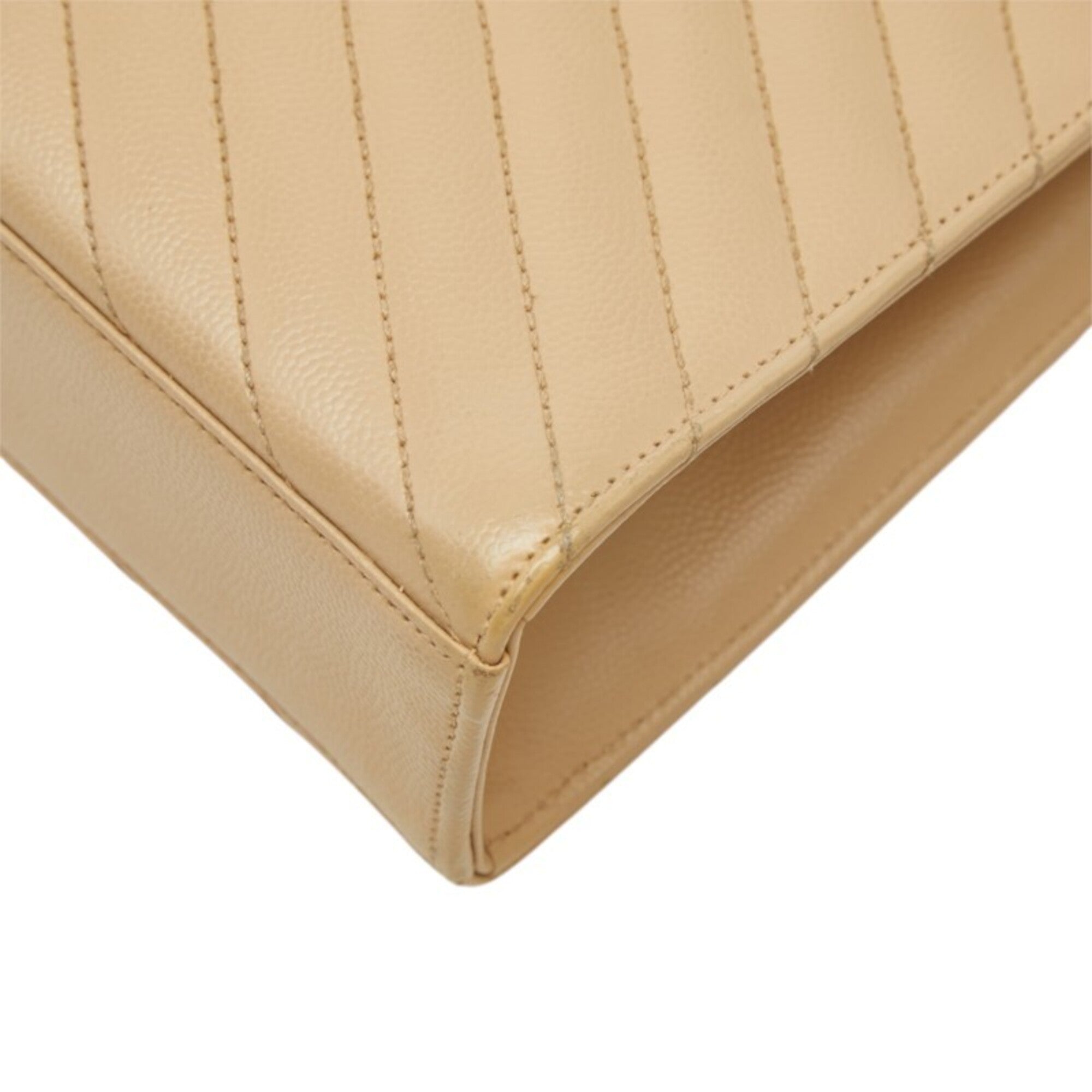 Saint Laurent Beige Gold Leather Shoulder Bag (Pre-Owned)