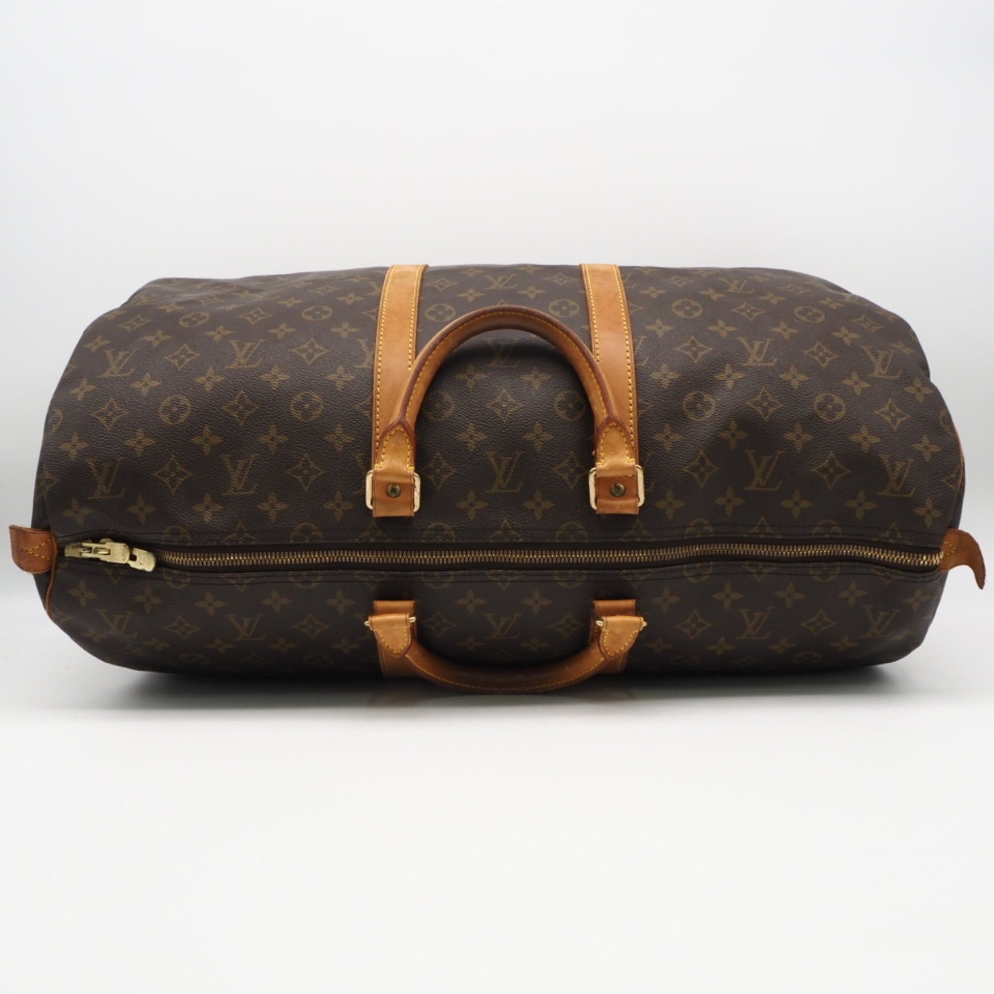 Louis Vuitton Monogram Beige Brown Coated Canvas Leather Boston Bag (Pre-Owned)
