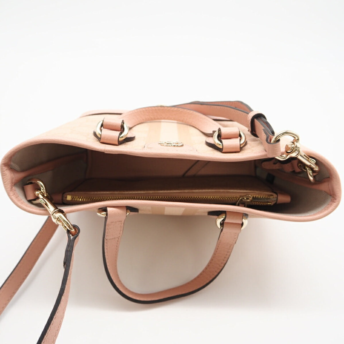 Gucci Pink Beige Coated Canvas Tote Bag (Pre-Owned)