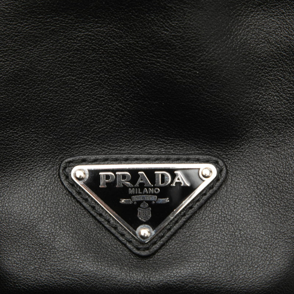 Prada Black Leather Nylon Handbag Pouch (Pre-Owned)