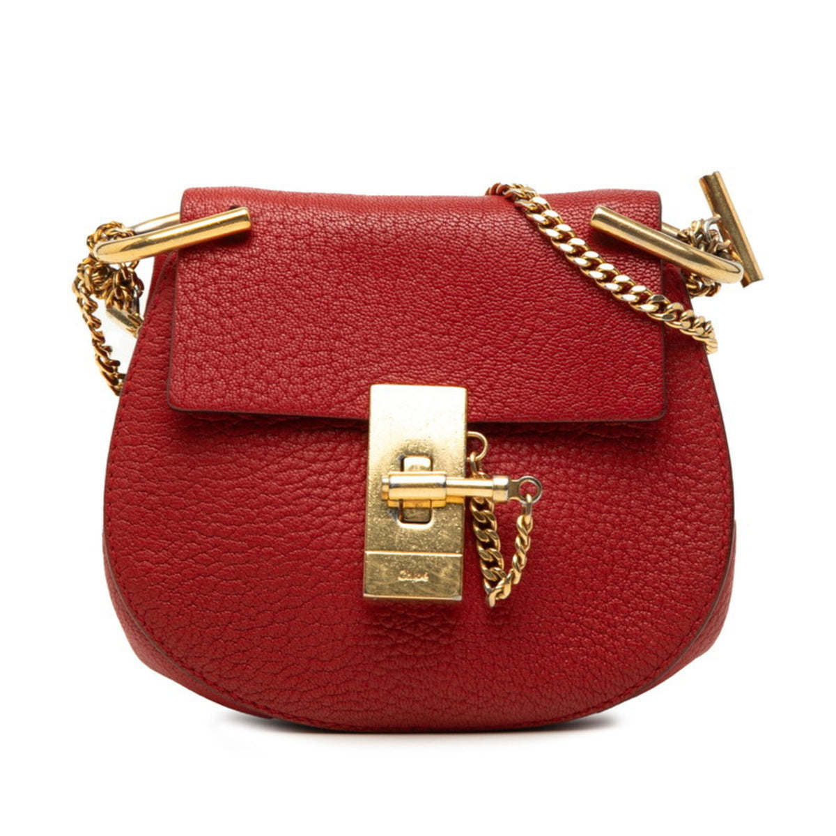 Chloé Drew Red Color Leather Shoulder Bag (Pre-Owned)