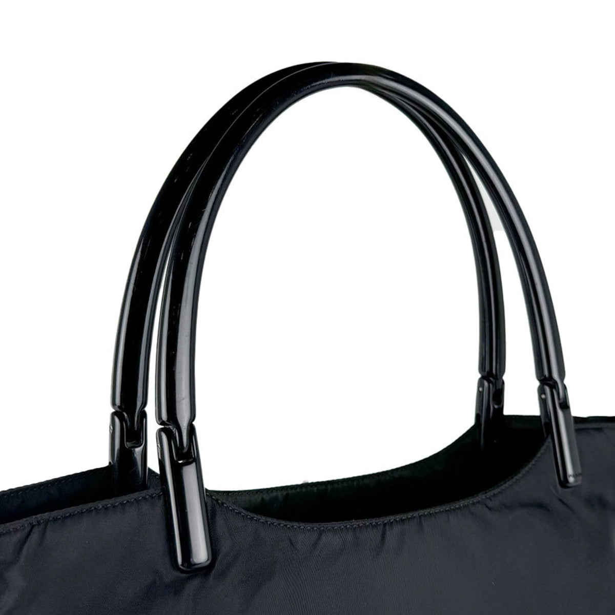 Prada Black Nylon Plastic Shoulder Bag Tote Bag (Pre-Owned)