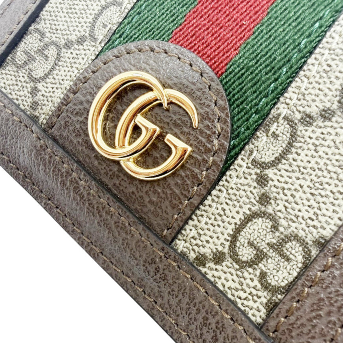 Gucci Beige Brown Leather Gg Canvas Wallet (Bi-Fold) (Pre-Owned)