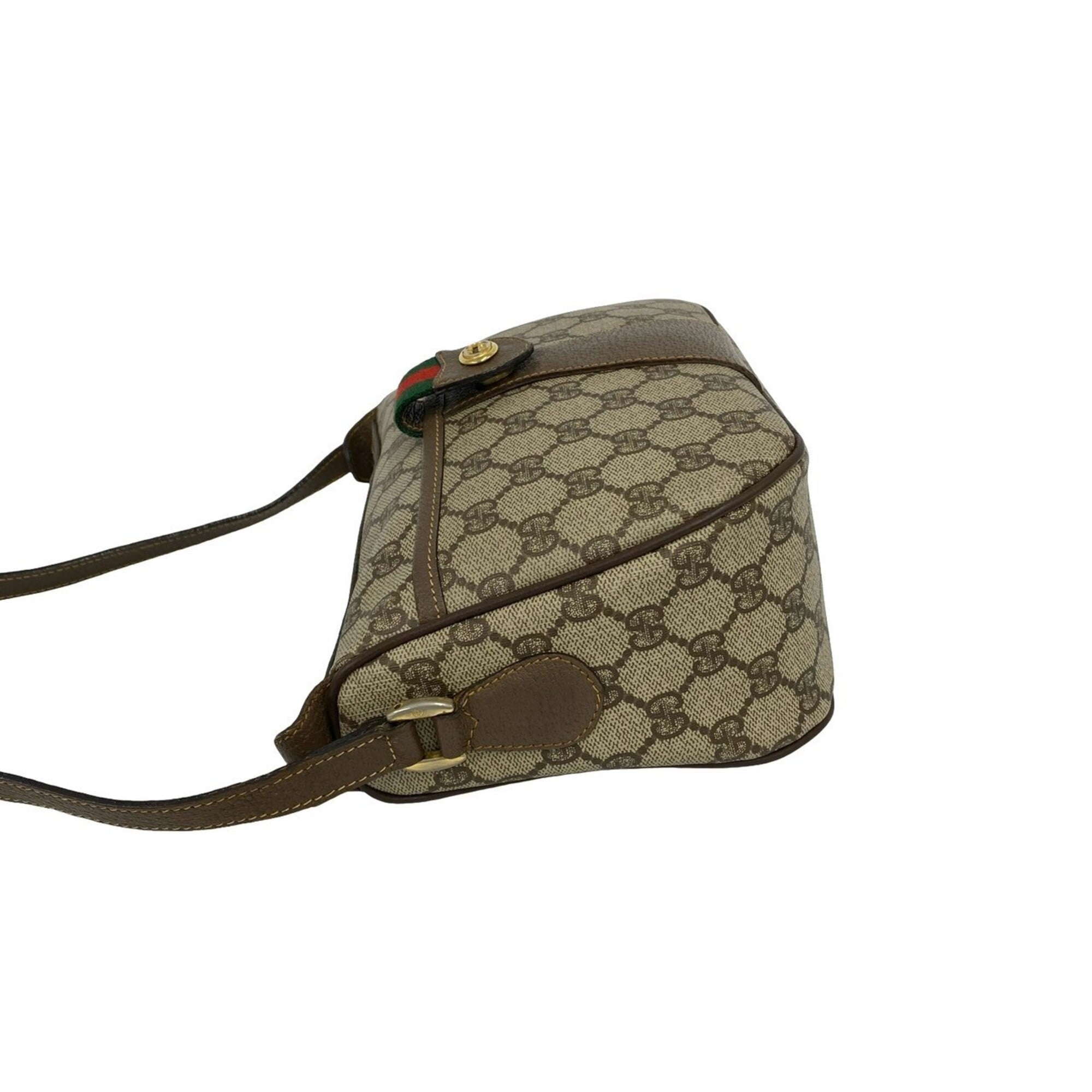 Gucci Brown Green Red Color Leather Pvc Pochette Shoulder Bag (Pre-Owned)