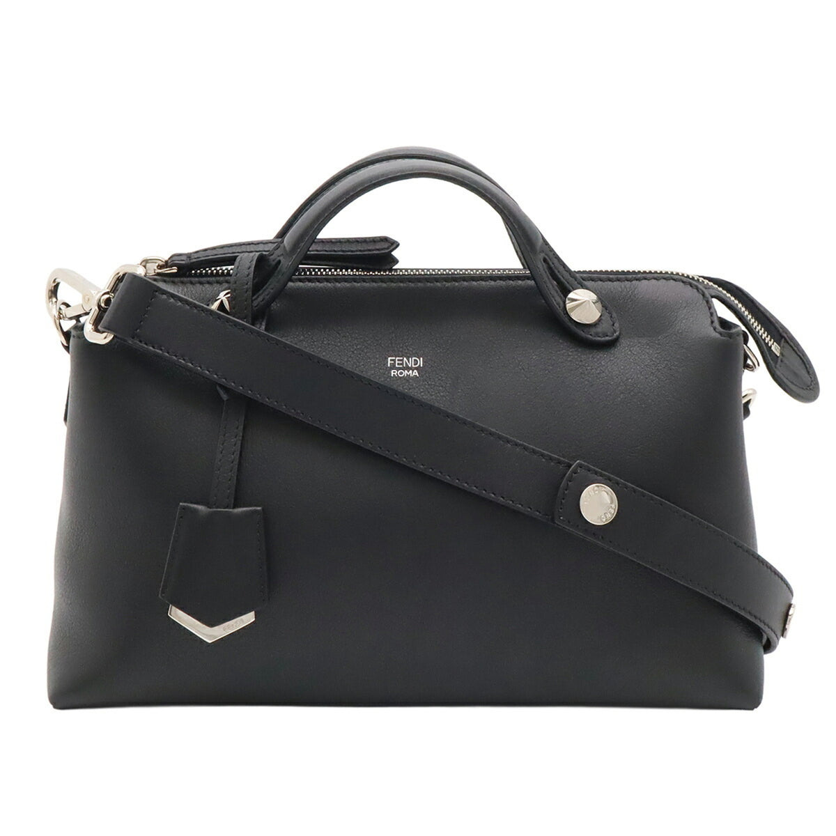 Fendi By The Way Black Leather Handbag Shoulder Bag (Pre-Owned)