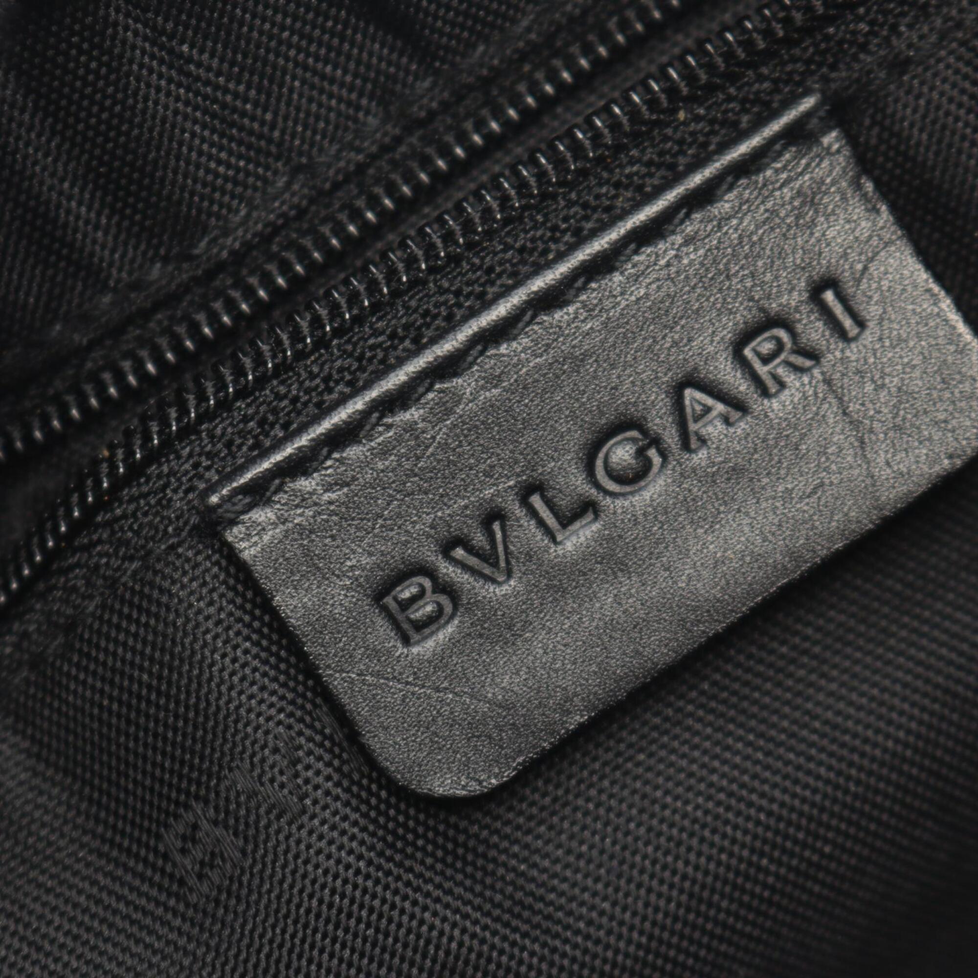 Bvlgari Black Canvas Leather Handbag Shoulder Bag (Pre-Owned)