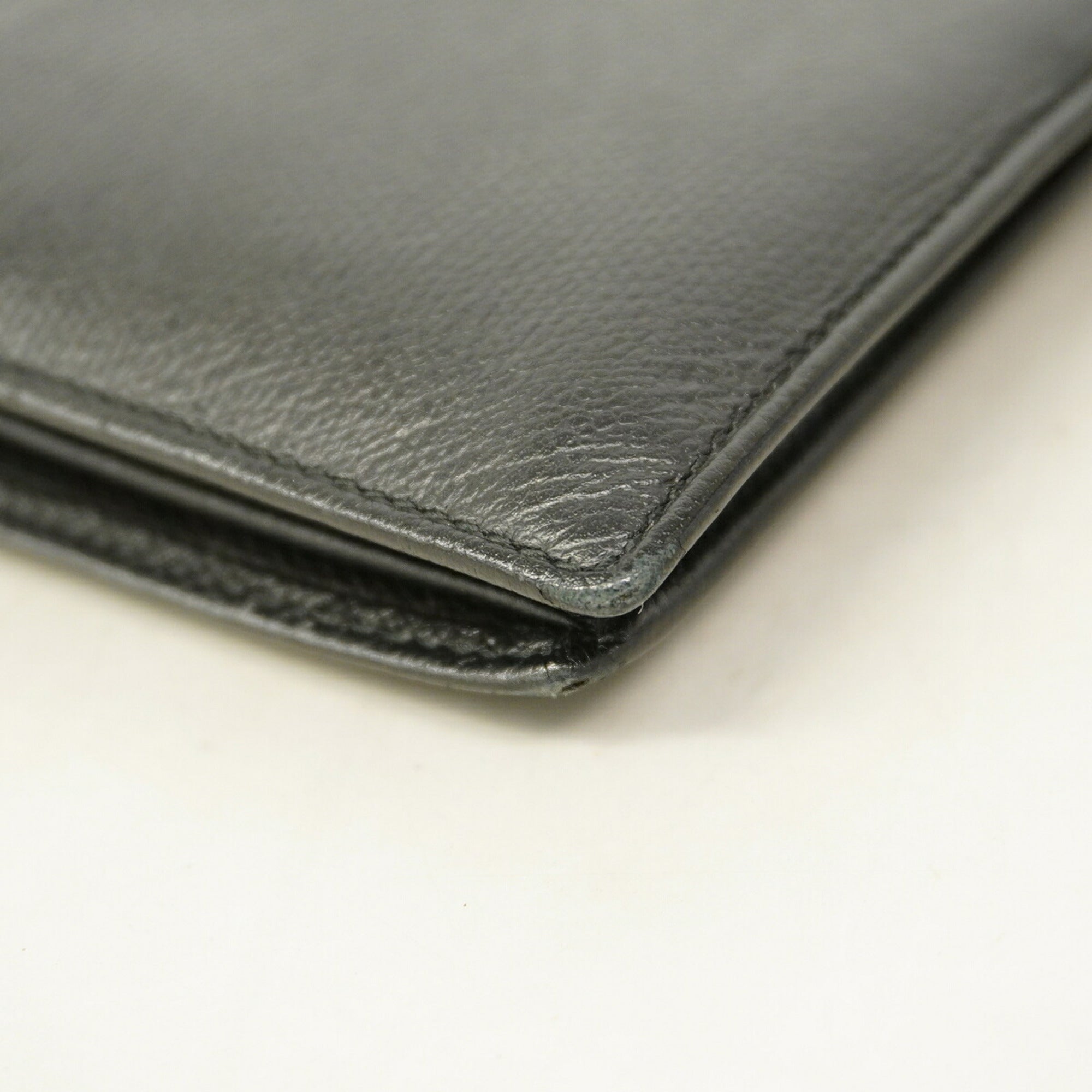 Chanel Black Grained Calfskin Long Wallet (Bi-Fold) (Pre-Owned)