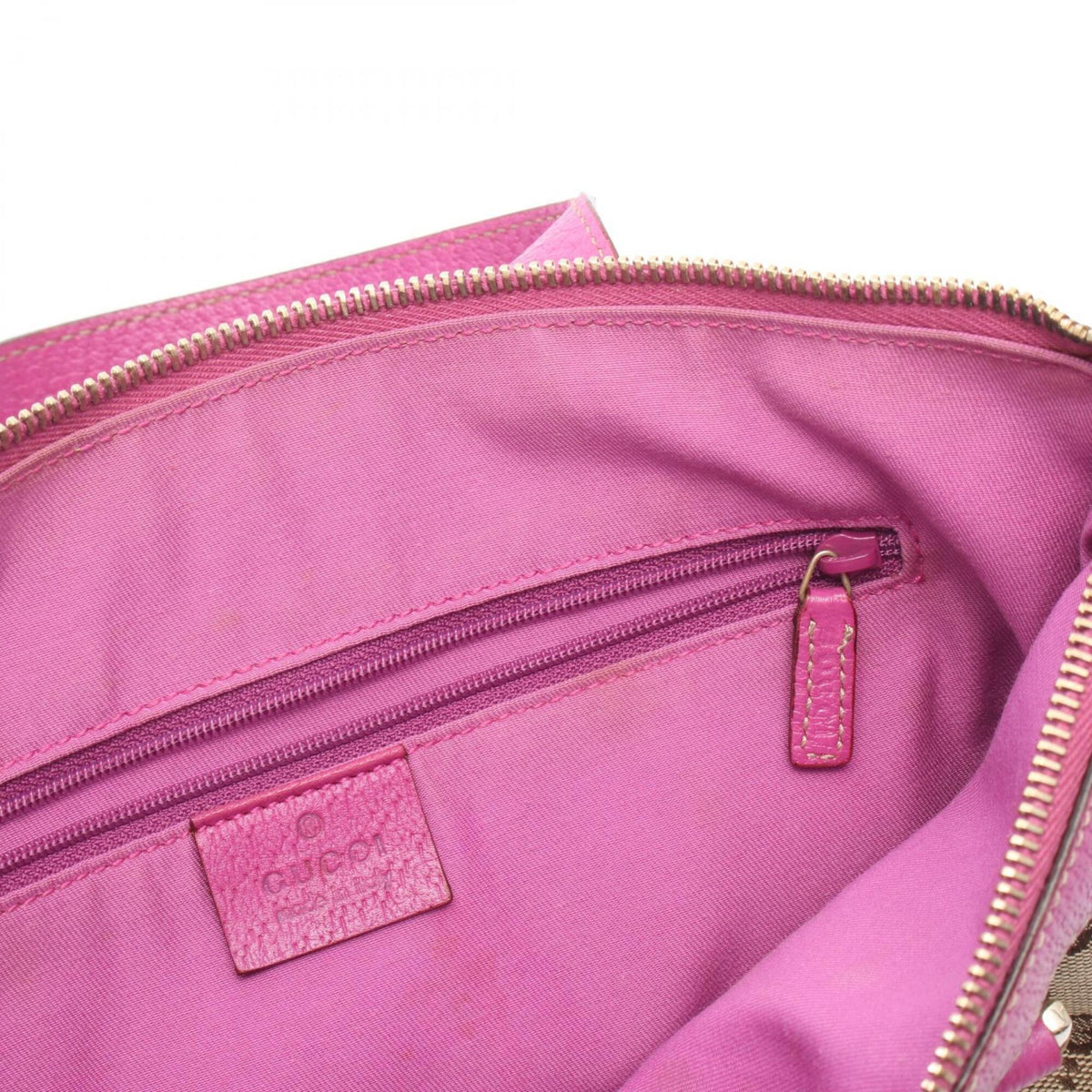 Gucci Abbey Beige Brown Purple Gg Canvas Leather Tote Bag (Pre-Owned)