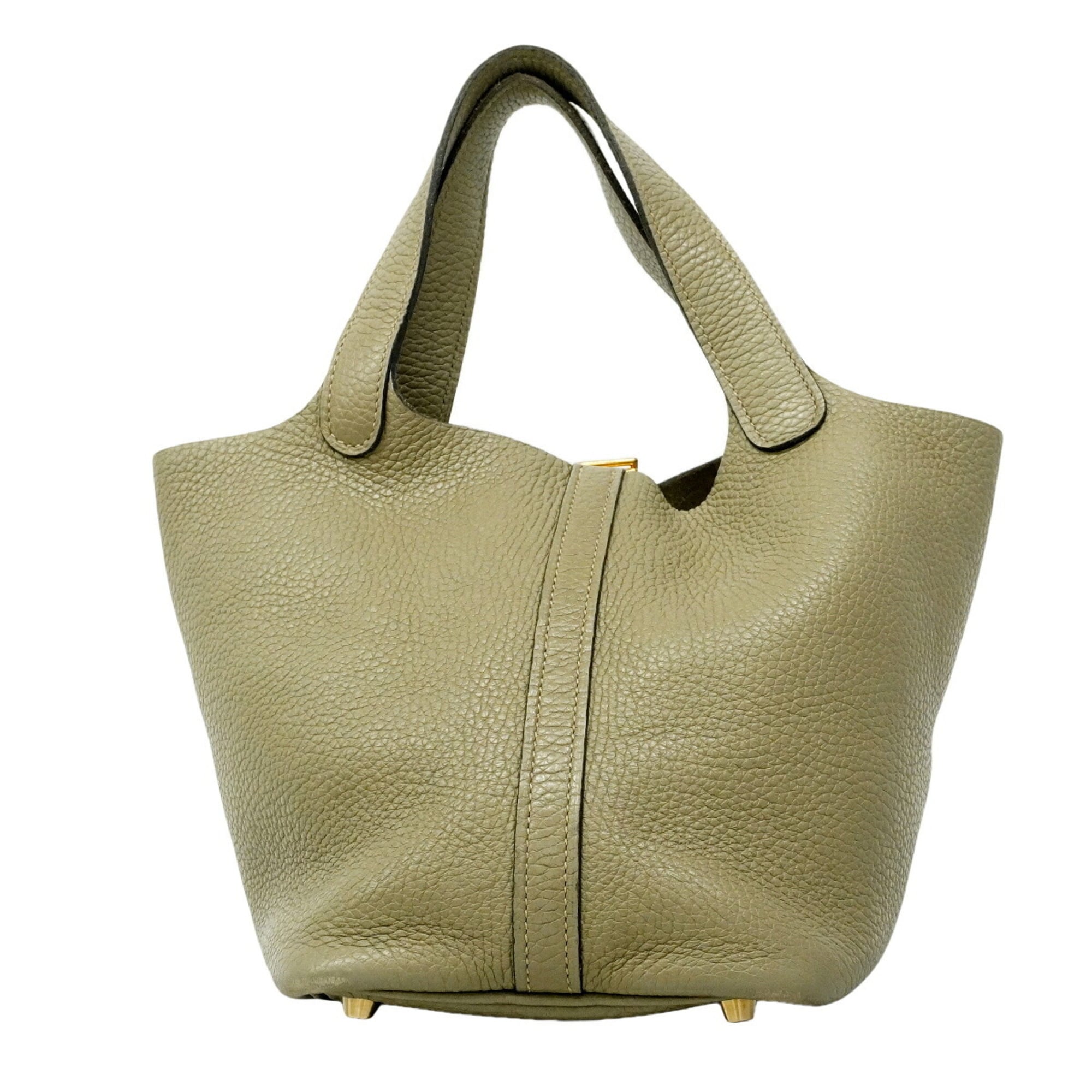 Hermes Gray Taurillon Clemence Leather Handbag (Pre-Owned)