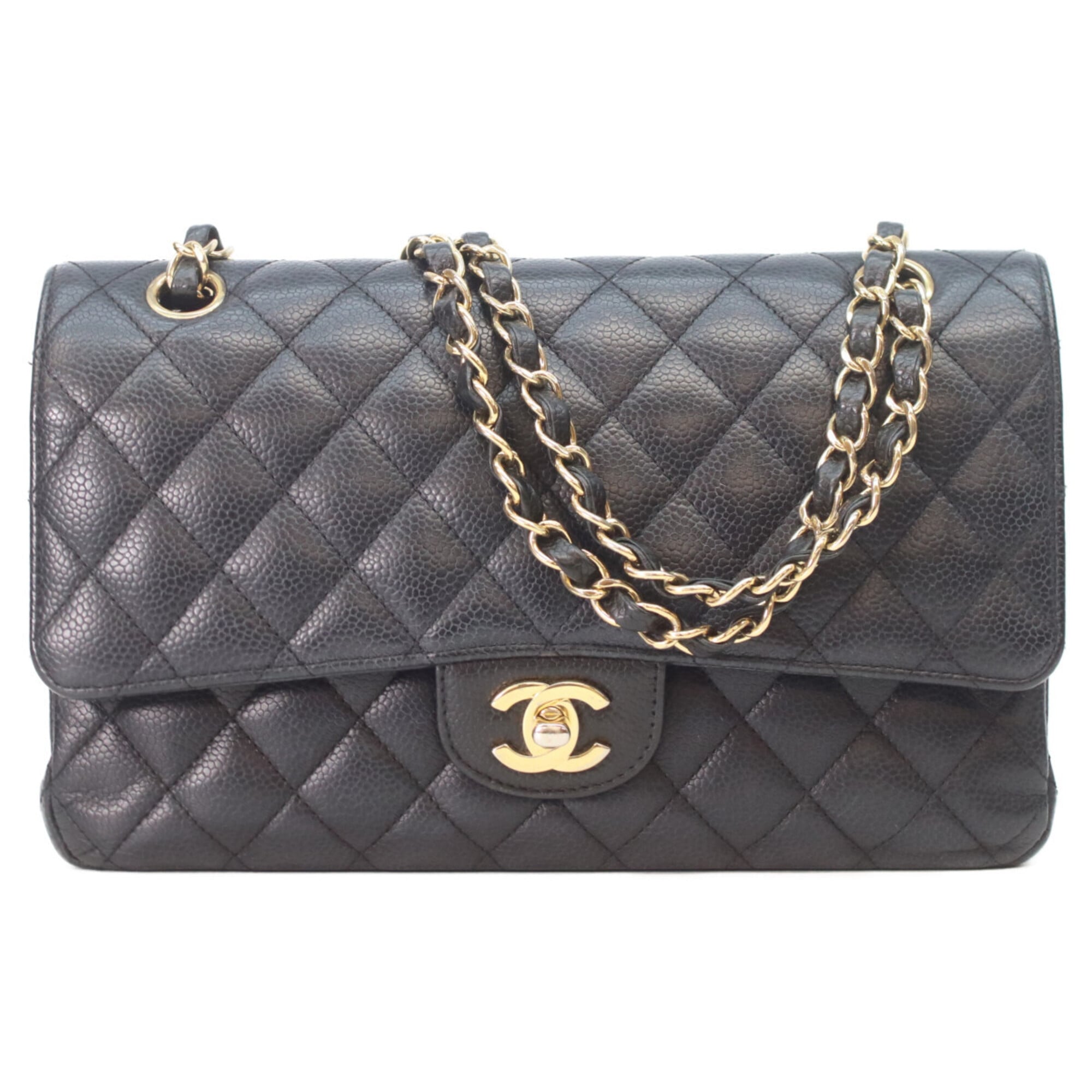 Chanel Black Grained Calfskin Shoulder Bag (Pre-Owned)