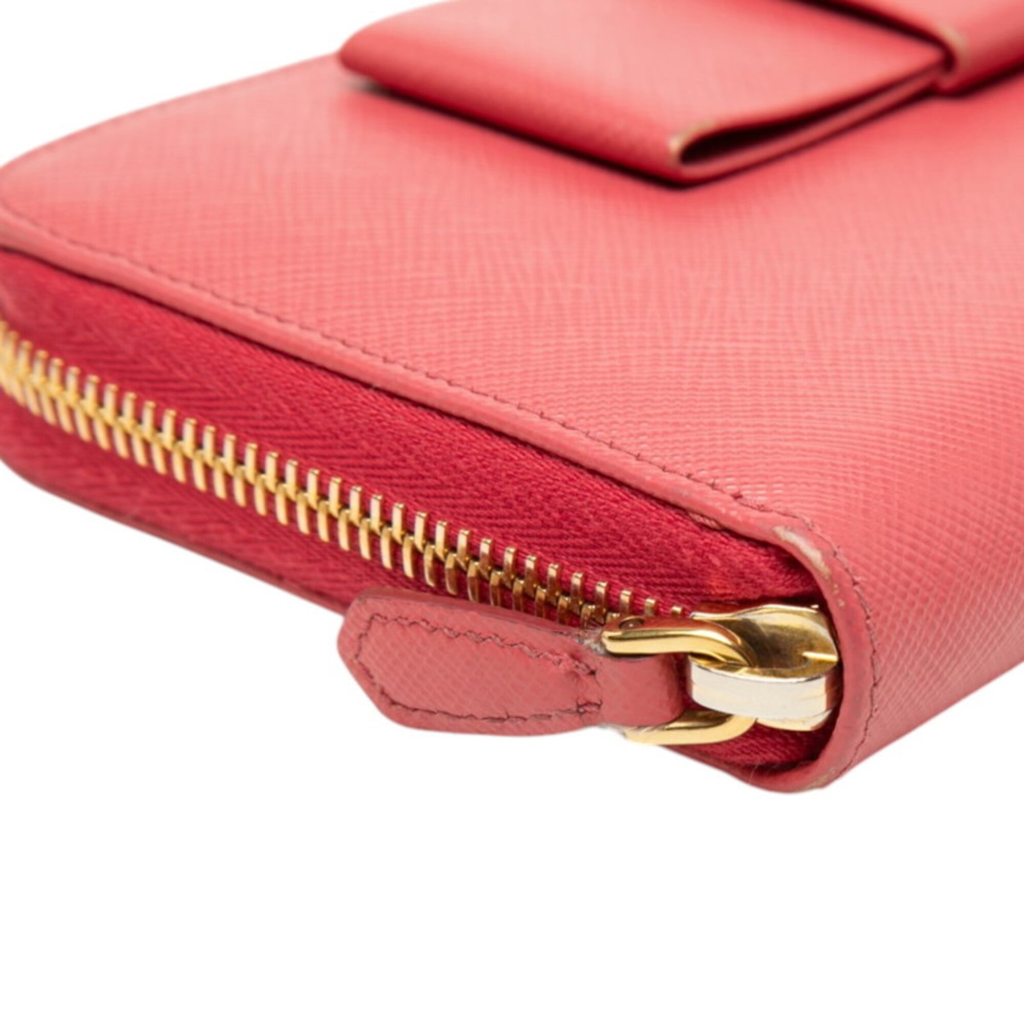 Prada Pink Leather Long Wallet (Bi-Fold) (Pre-Owned)