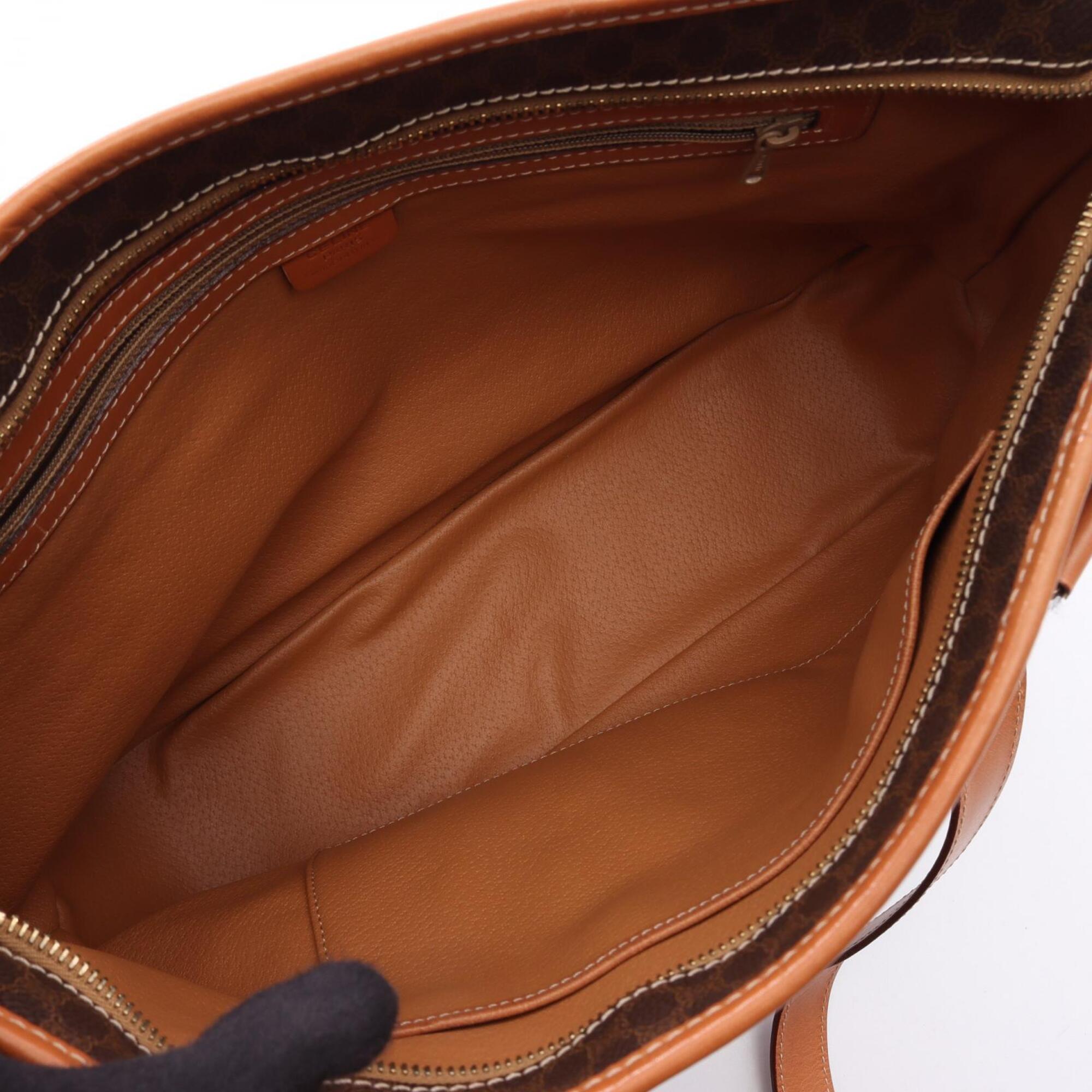 Celine Brown Coated Canvas Leather Handbag Tote Bag (Pre-Owned)