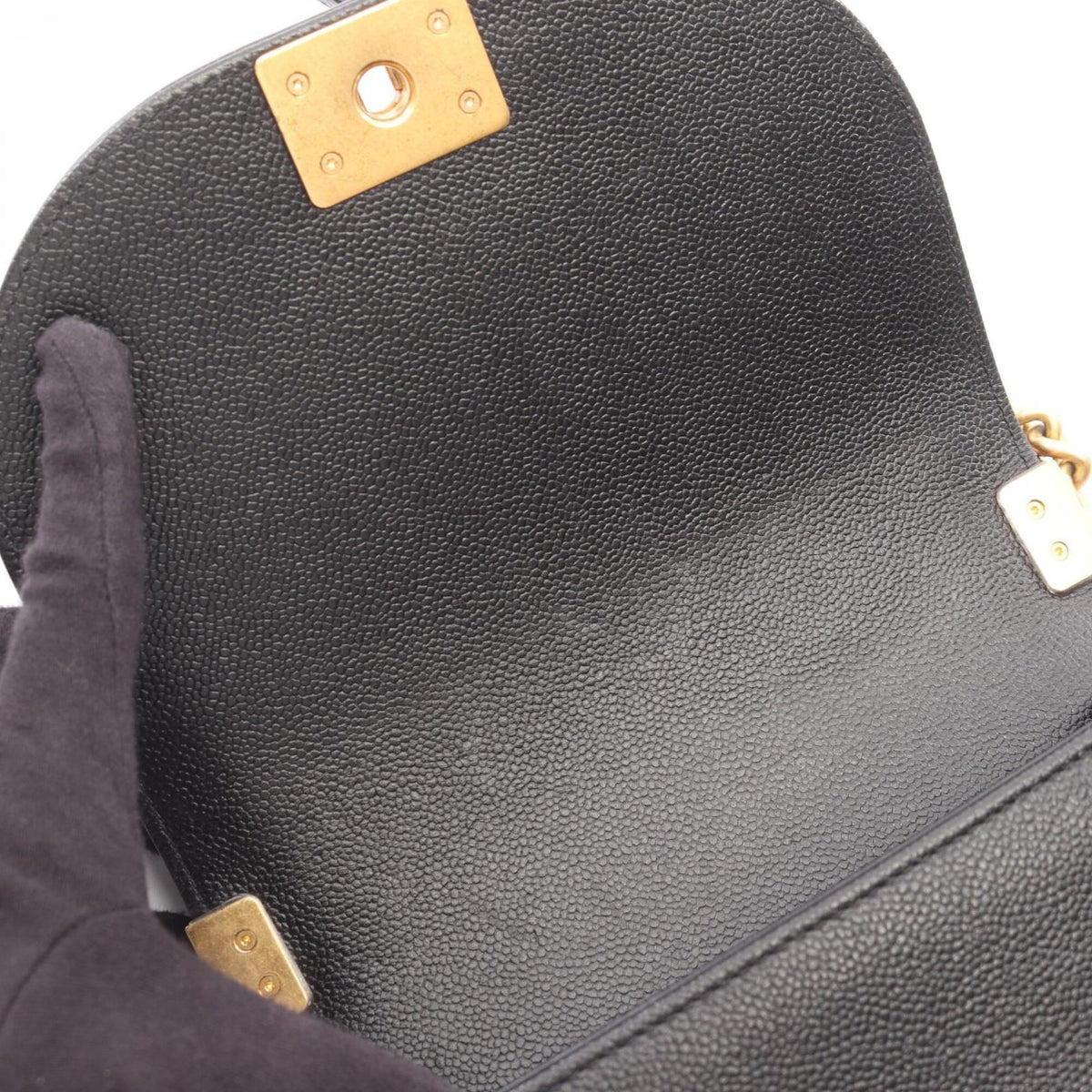 Chanel Black Grained Calfskin Handbag Shoulder Bag (Pre-Owned)