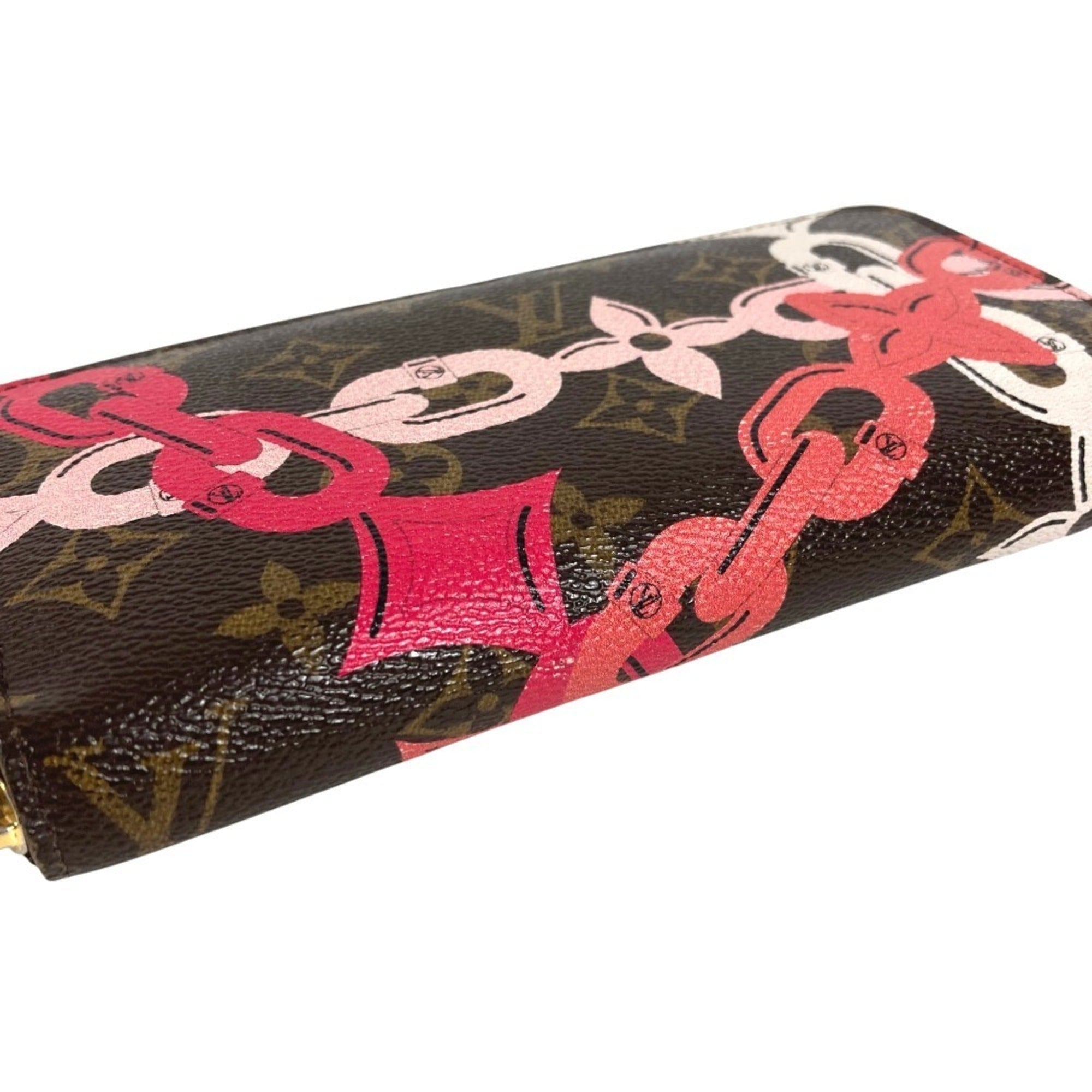 Louis Vuitton Brown Pink Monogram Canvas Long Wallet (Bi-Fold) (Pre-Owned)