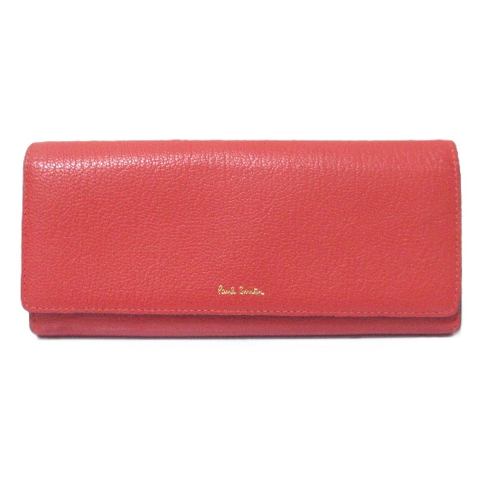 Paul Smith Red Color Leather Long Bill Wallet (Tri-Fold) (Pre-Owned)