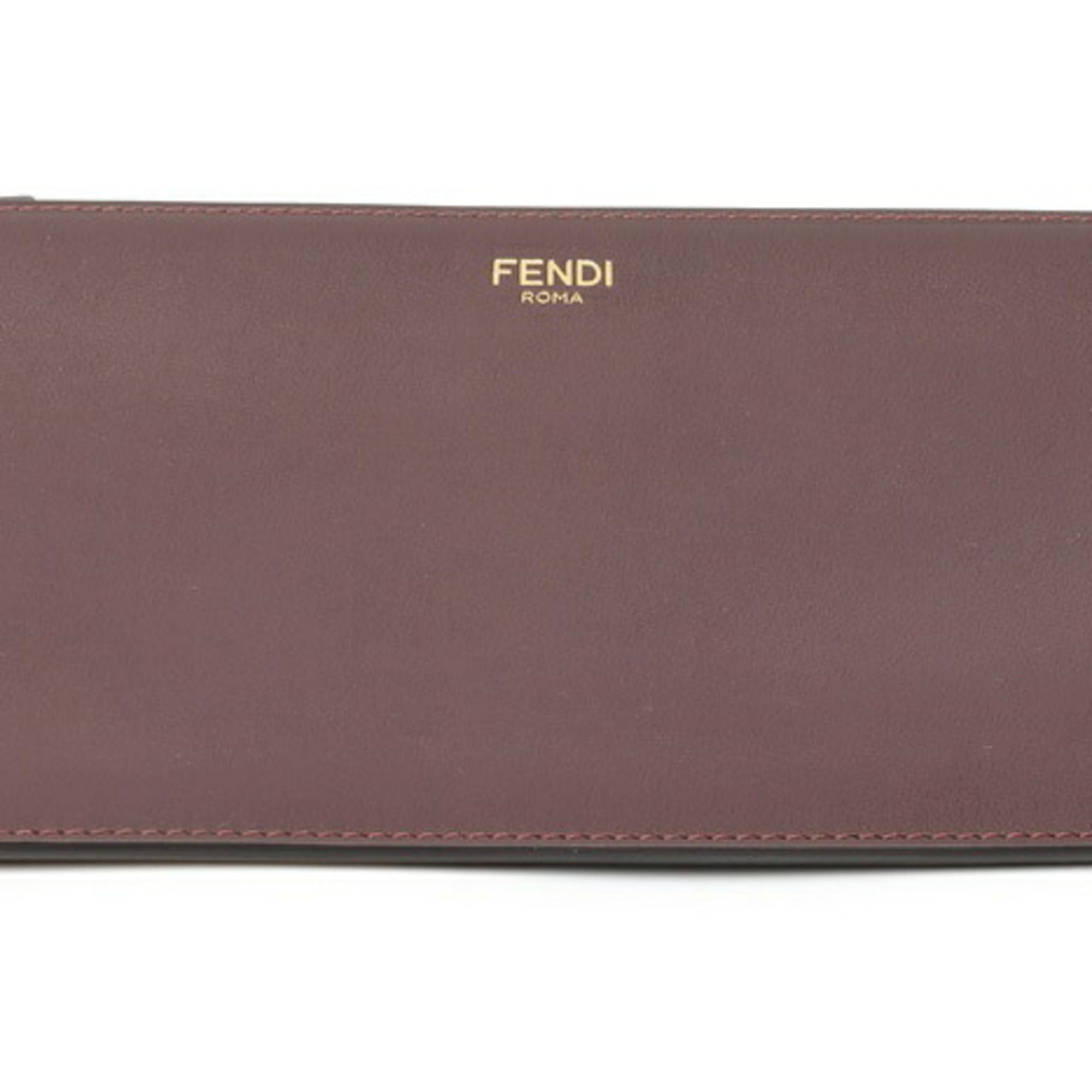 Fendi Bordeaux Leather Clutch Bag (Pre-Owned)