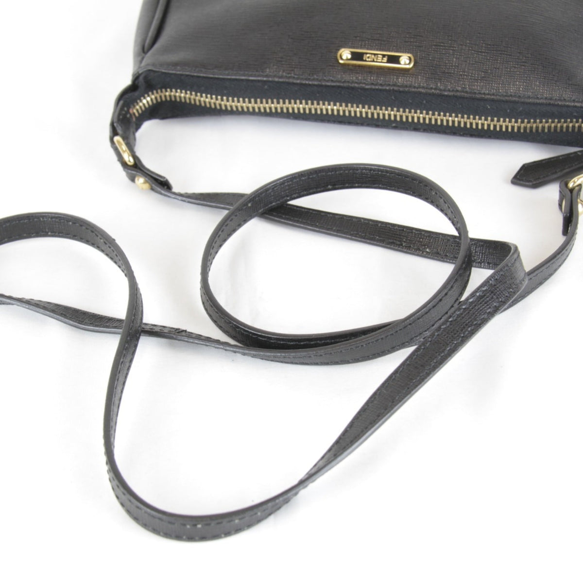 Fendi Black Leather Pouch Shoulder Bag (Pre-Owned)