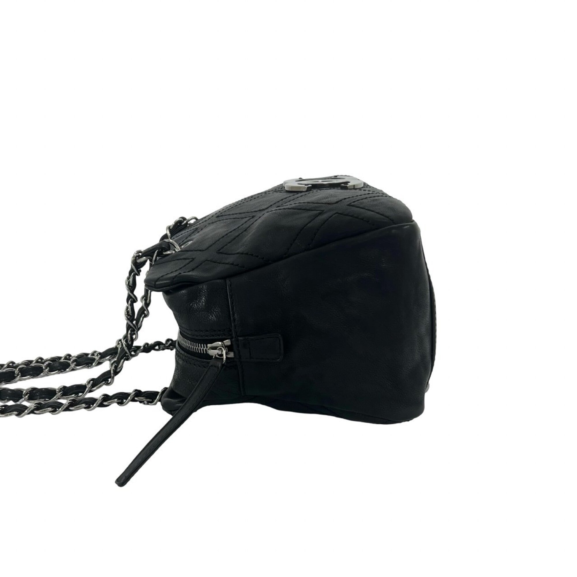Chanel Black Leather Shoulder Bag Tote Bag (Pre-Owned)