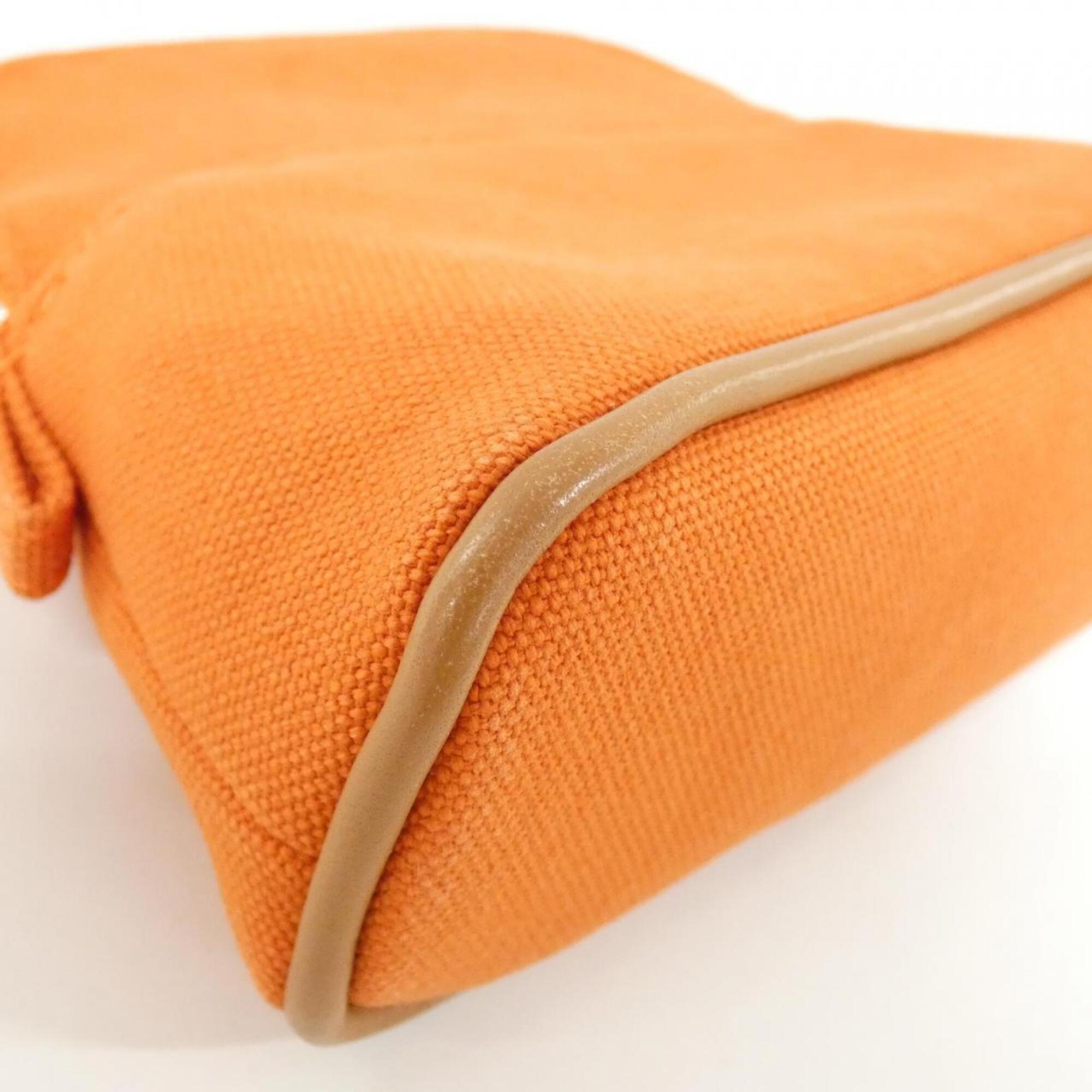 Hermes Feu Orange Canvas Handbag Pouch (Pre-Owned)