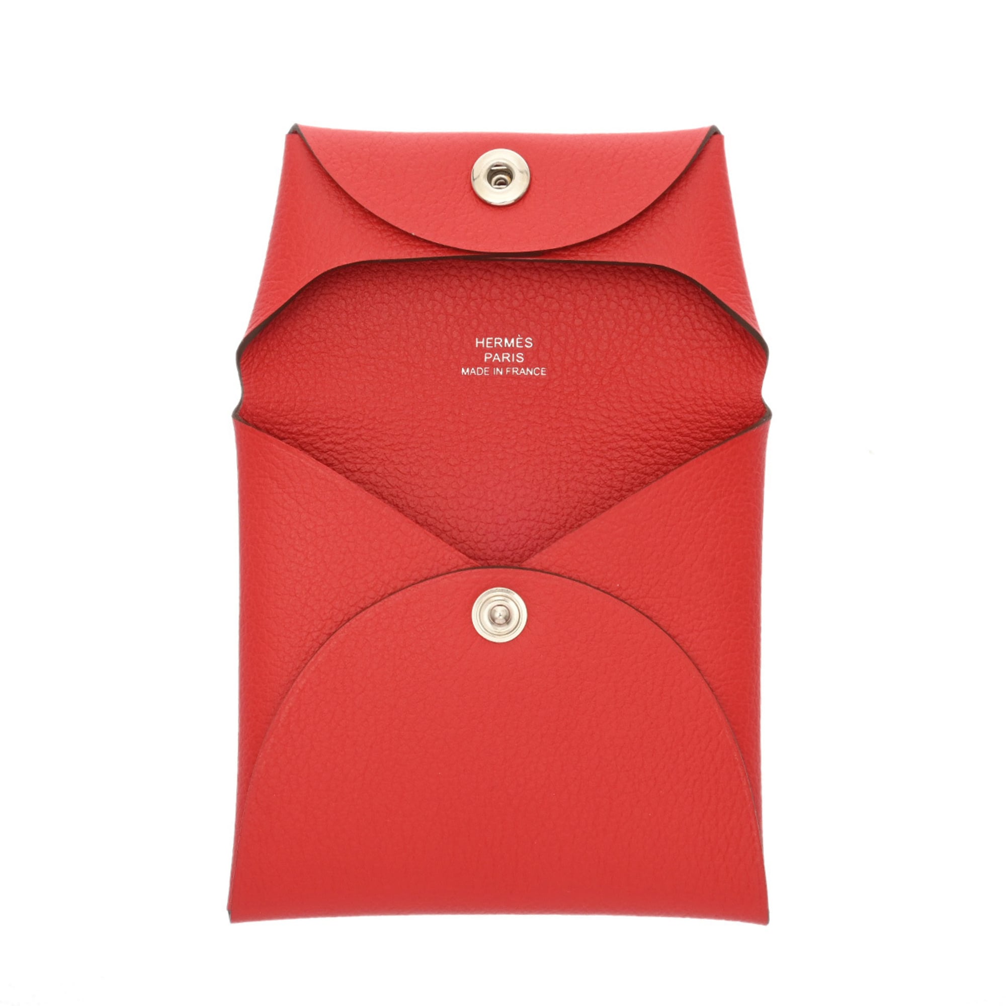 Hermes Red Color Evercalf Leather Coin Purse/Coin Case (Pre-Owned)