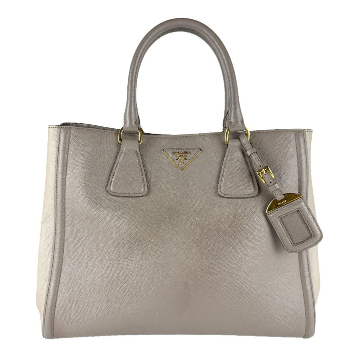 Prada Gray Leather Handbag Shoulder Bag (Pre-Owned)