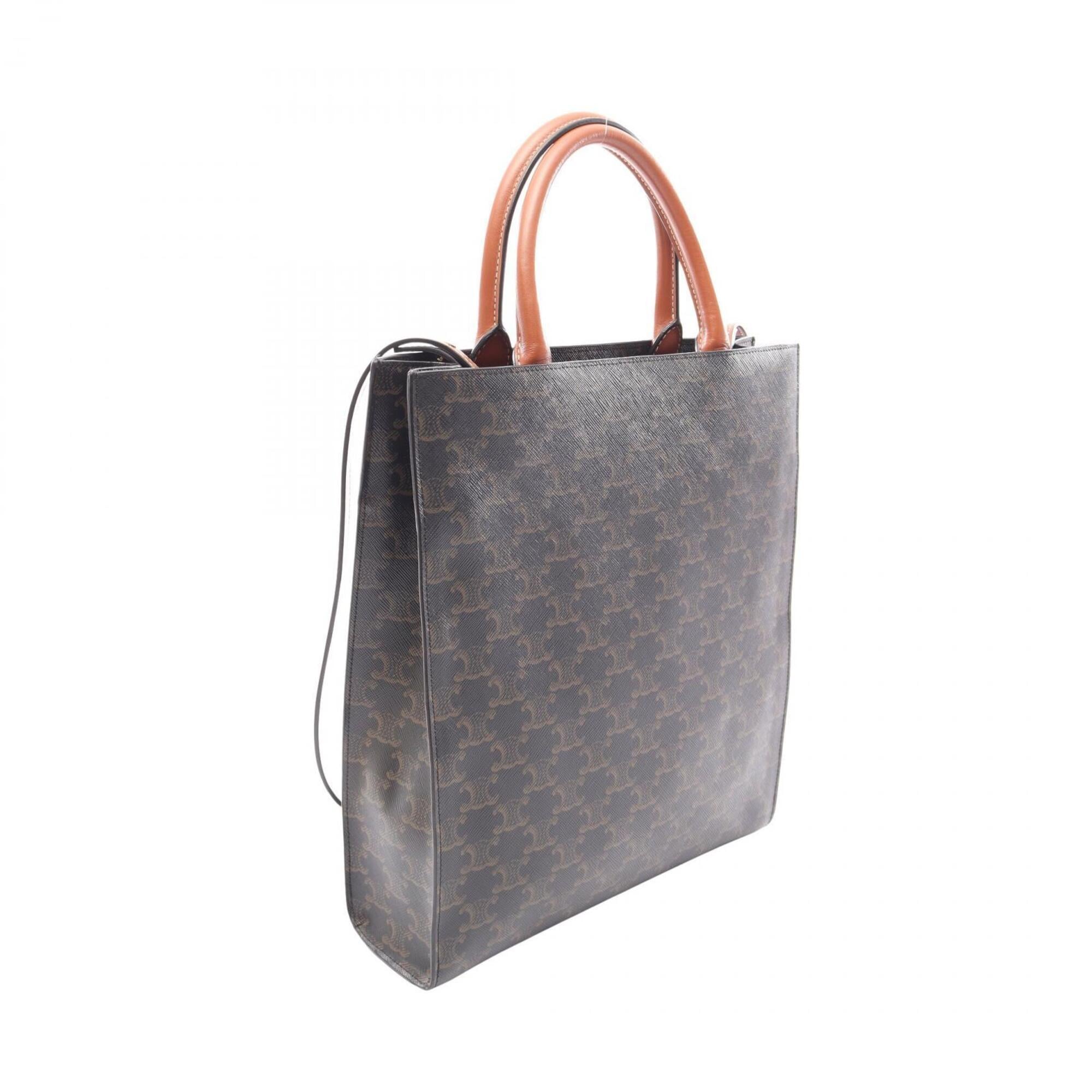 Celine Cabas Black Brown Coated Canvas Handbag Tote Bag (Pre-Owned)