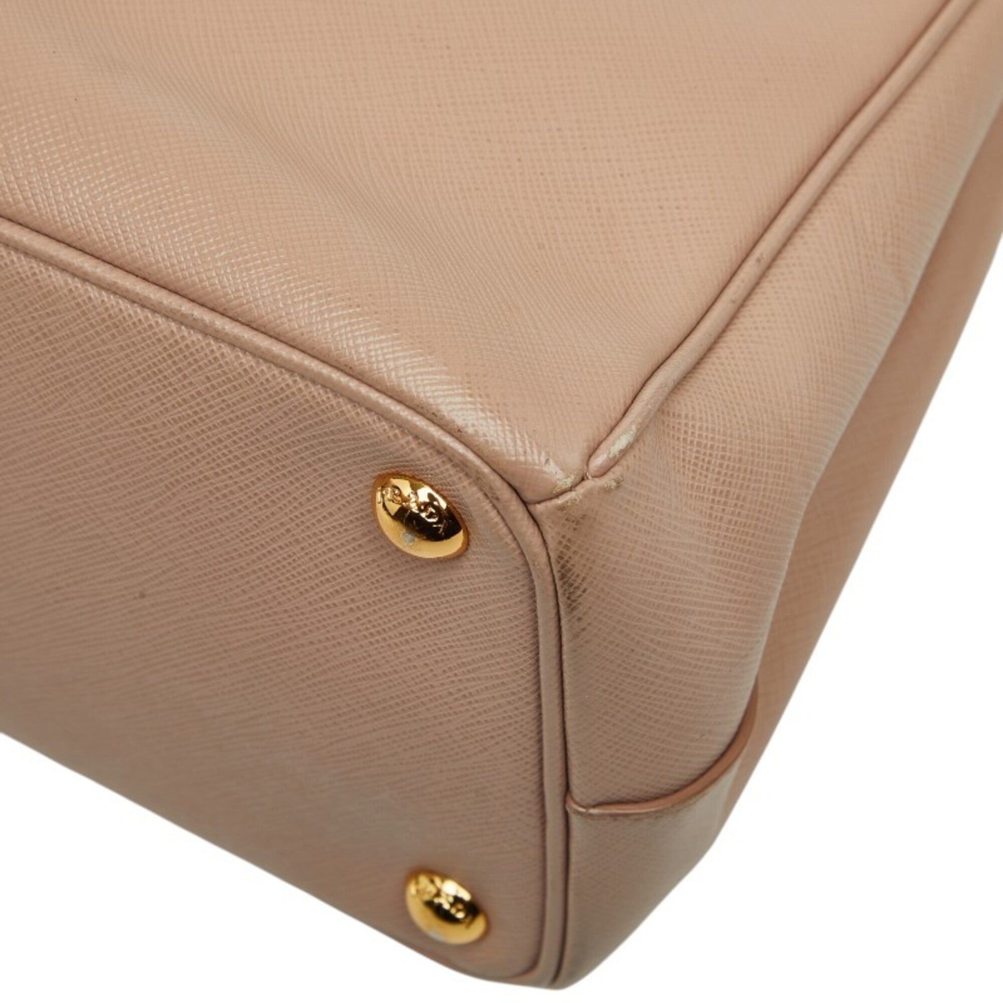 Prada Beige Saffiano Triangle Leather Handbag Shoulder Bag (Pre-Owned)