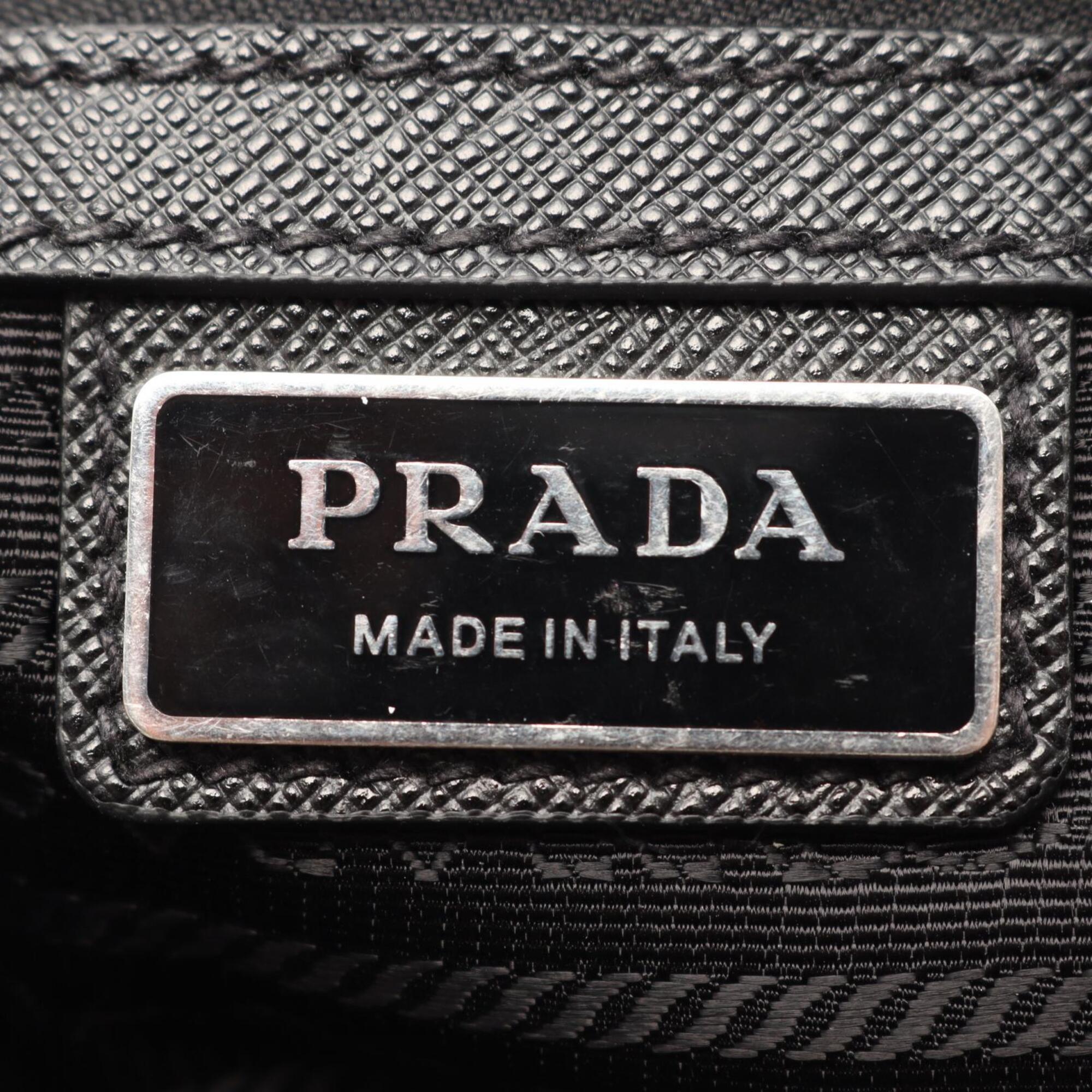 Prada Black Nylon Leather Handbag Shoulder Bag (Pre-Owned)