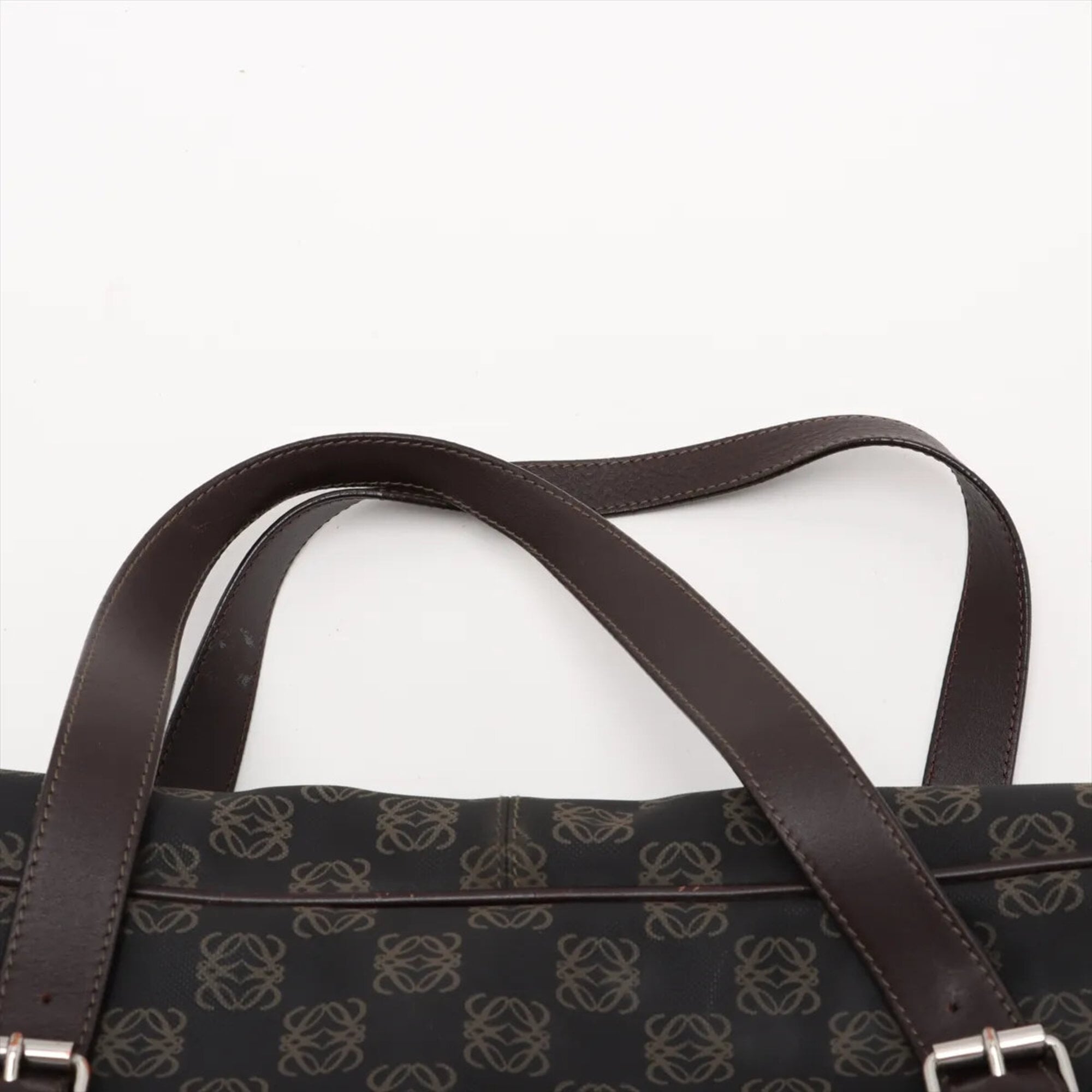 Loewe Brown Leather Coated Canvas Boston Bag Shoulder Bag Tote Bag (Pre-Owned)