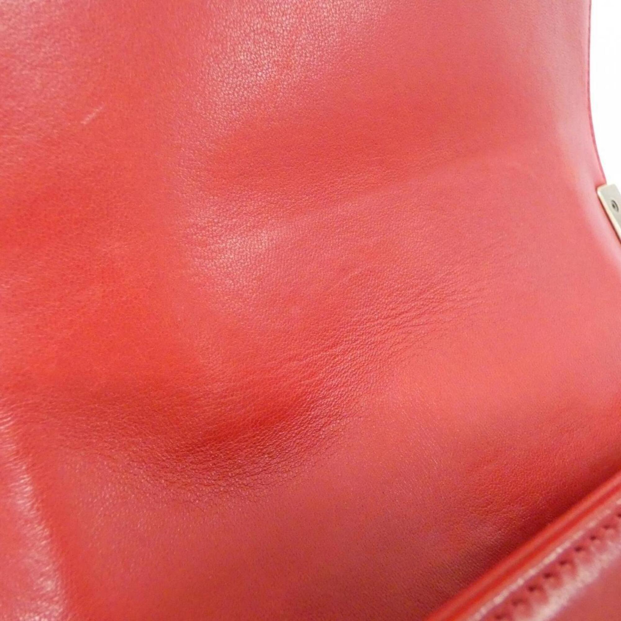 Chanel Green Red Color Canvas Shoulder Bag (Pre-Owned)