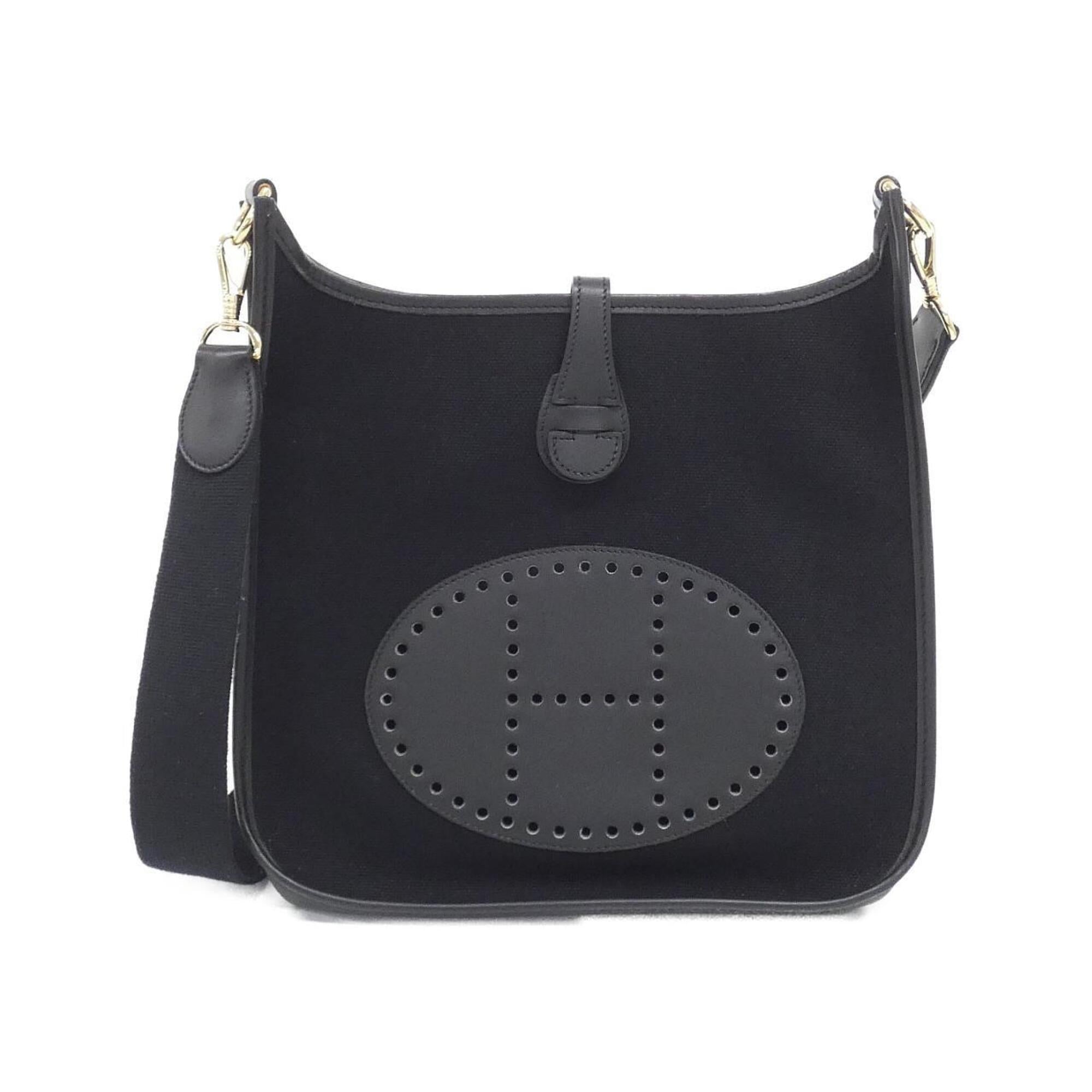 Hermes Black Canvas Shoulder Bag (Pre-Owned)