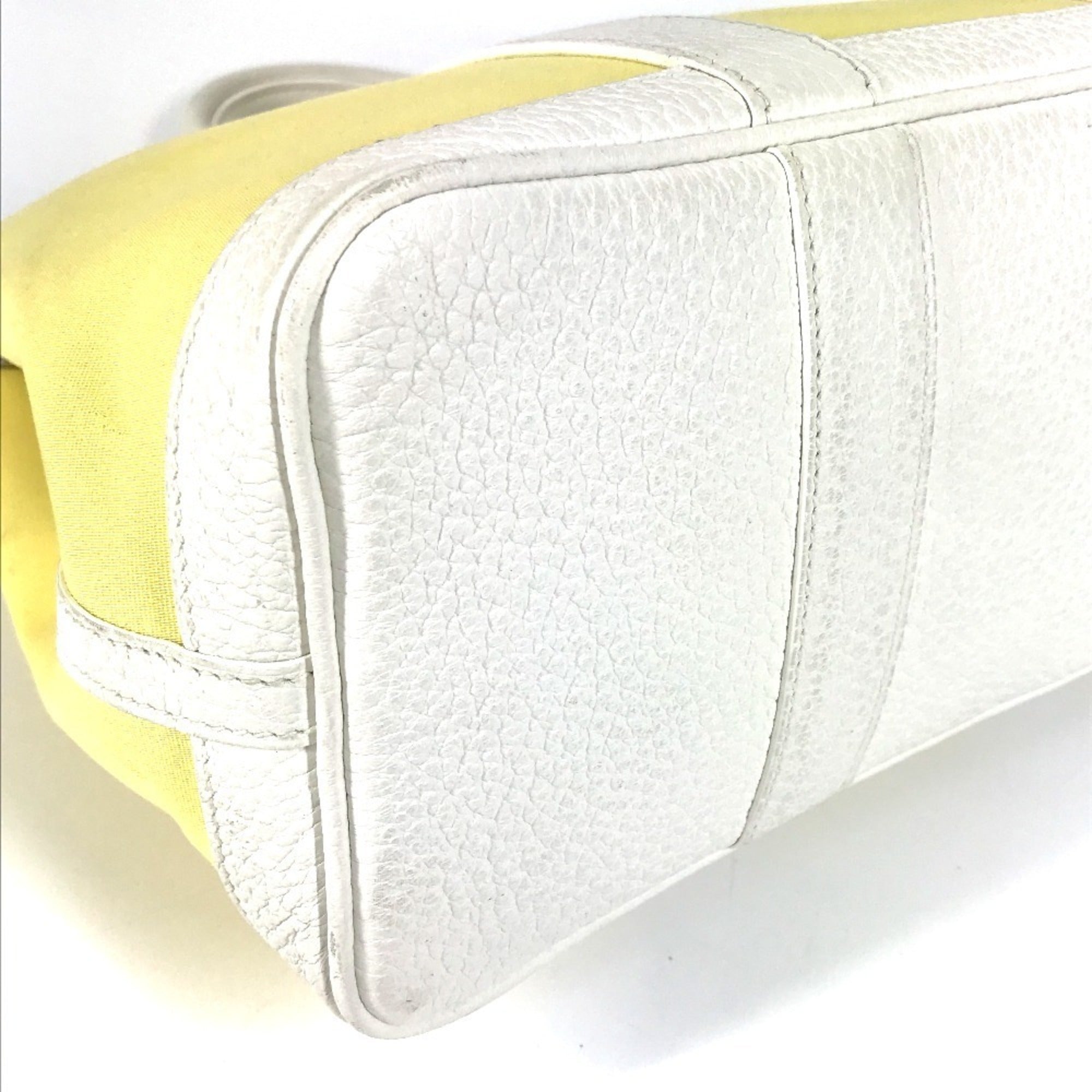 Hermes White Yellow Toile H Handbag Tote Bag (Pre-Owned)