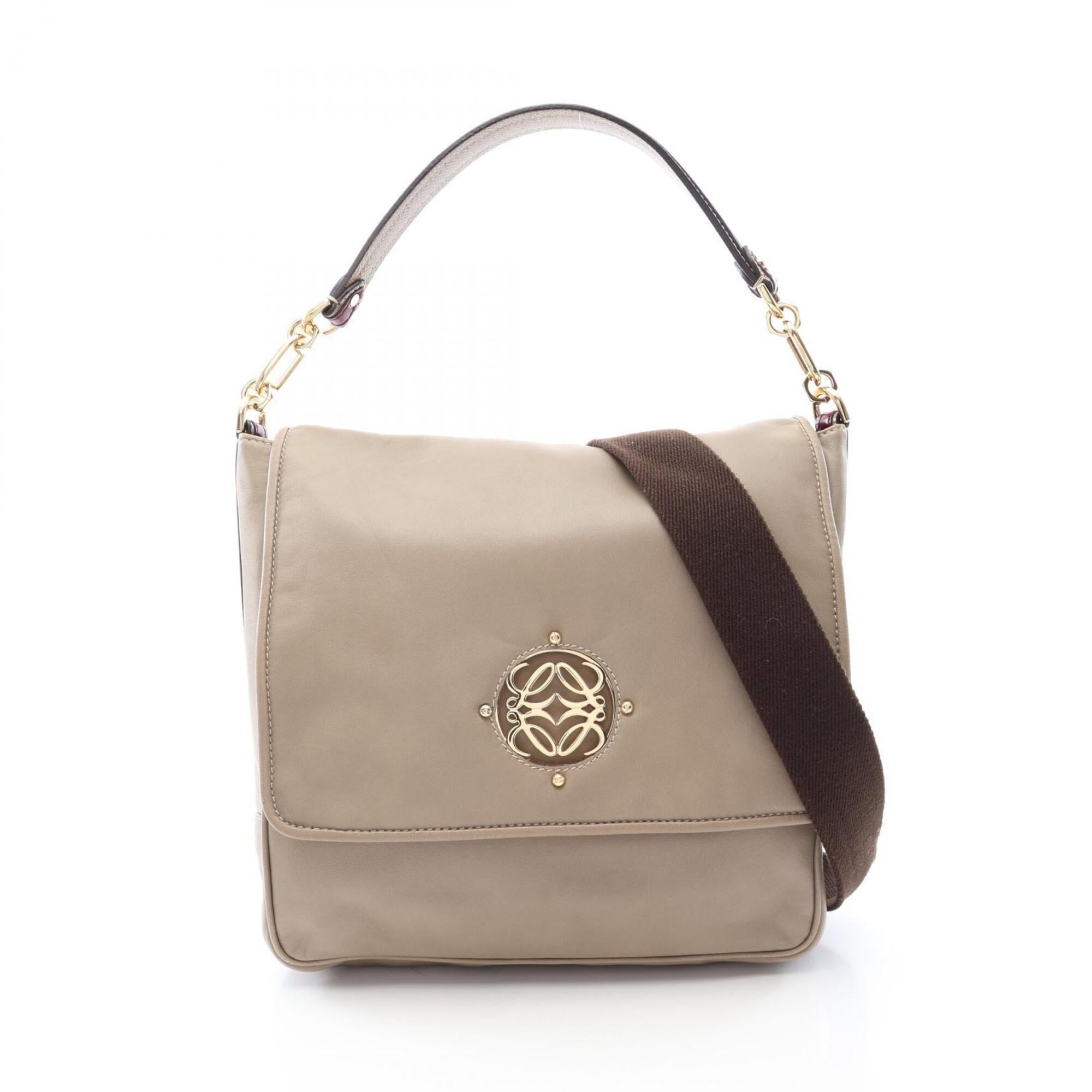 Loewe Beige Leather Handbag Shoulder Bag (Pre-Owned)