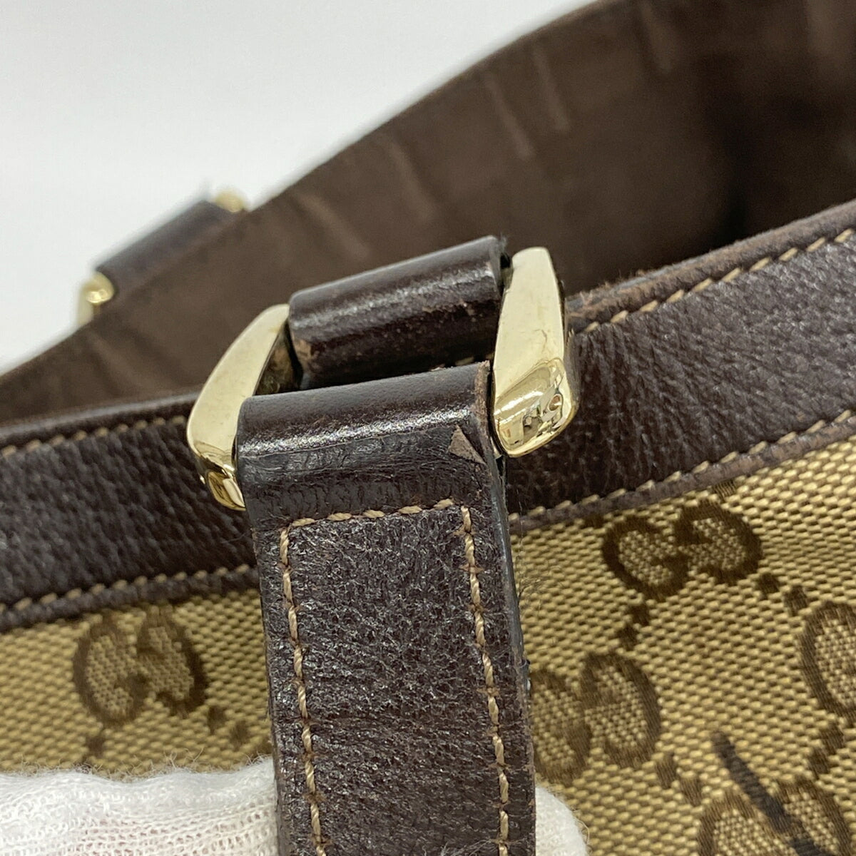 Gucci Beige Brown Canvas Tote Bag (Pre-Owned)