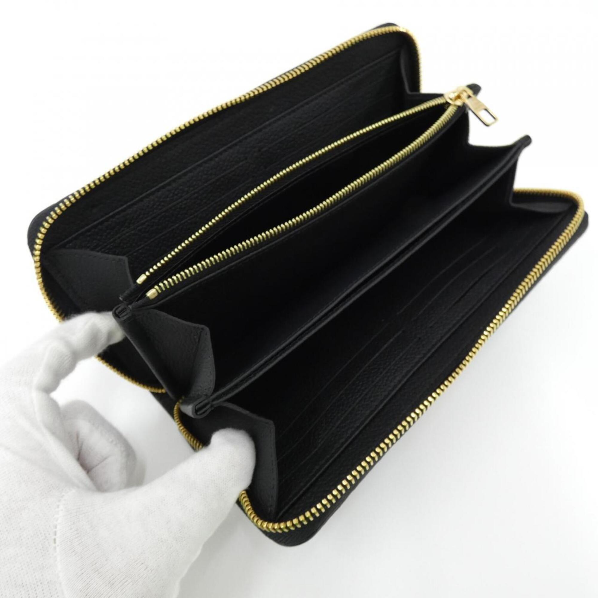 Louis Vuitton Black Leather Long Wallet (Bi-Fold) (Pre-Owned)