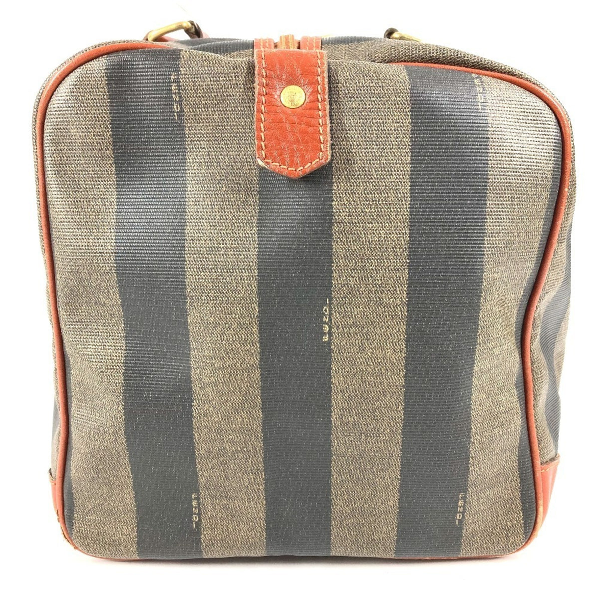 Fendi Brown Khaki Pvc Leather Boston Bag Handbag (Pre-Owned)