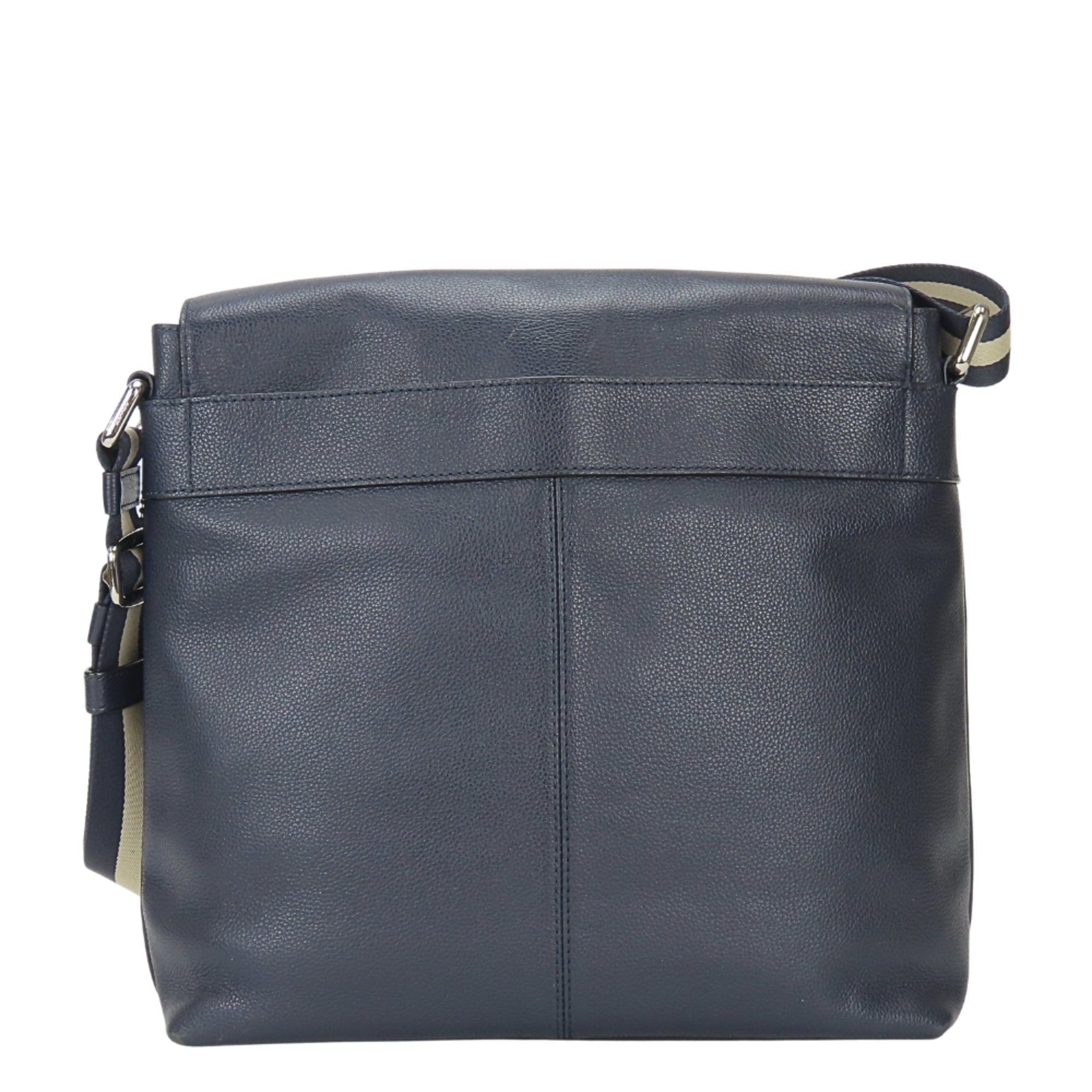Coach Navy Leather Shoulder Bag (Pre-Owned)