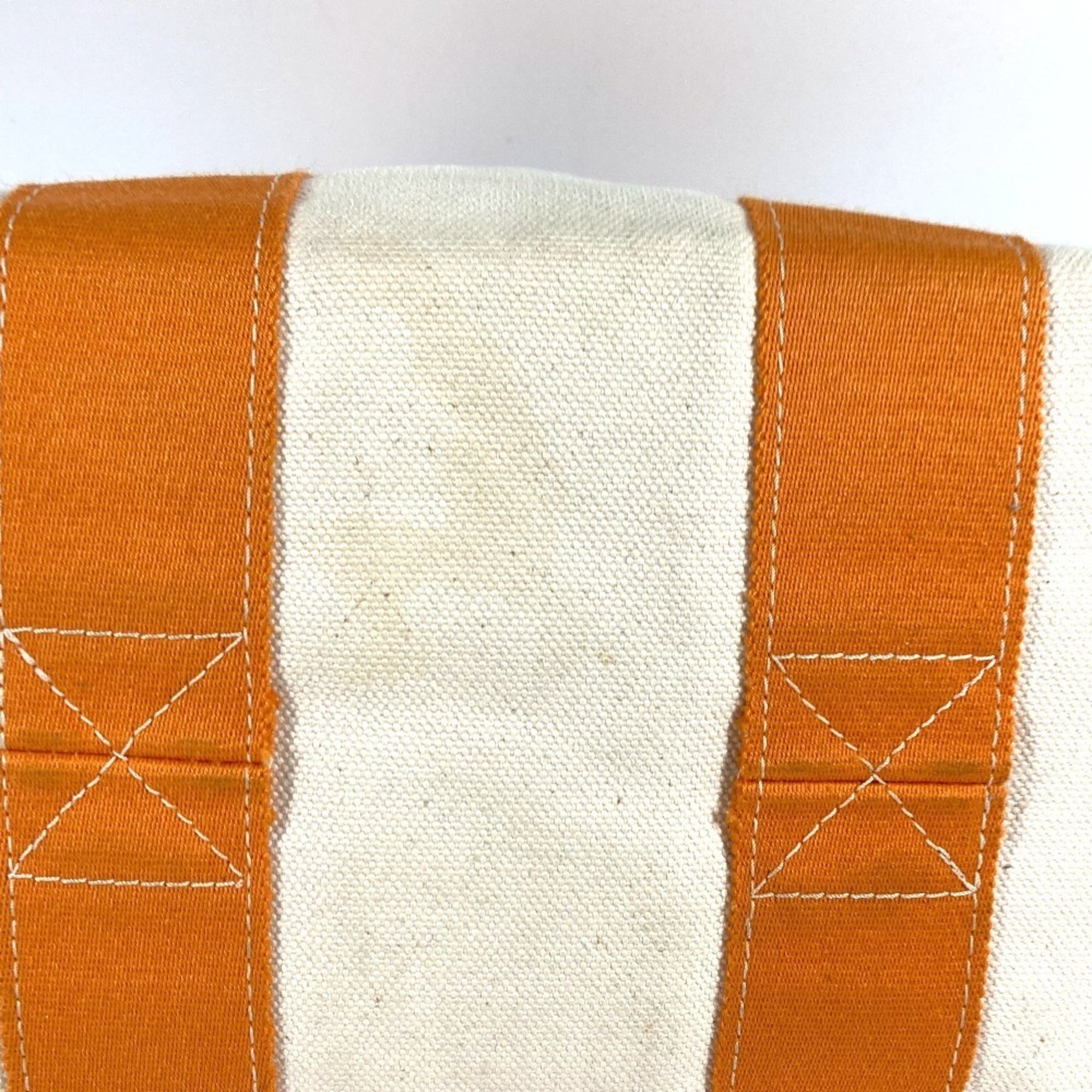 Hermes Beige Orange Canvas Handbag Tote Bag (Pre-Owned)