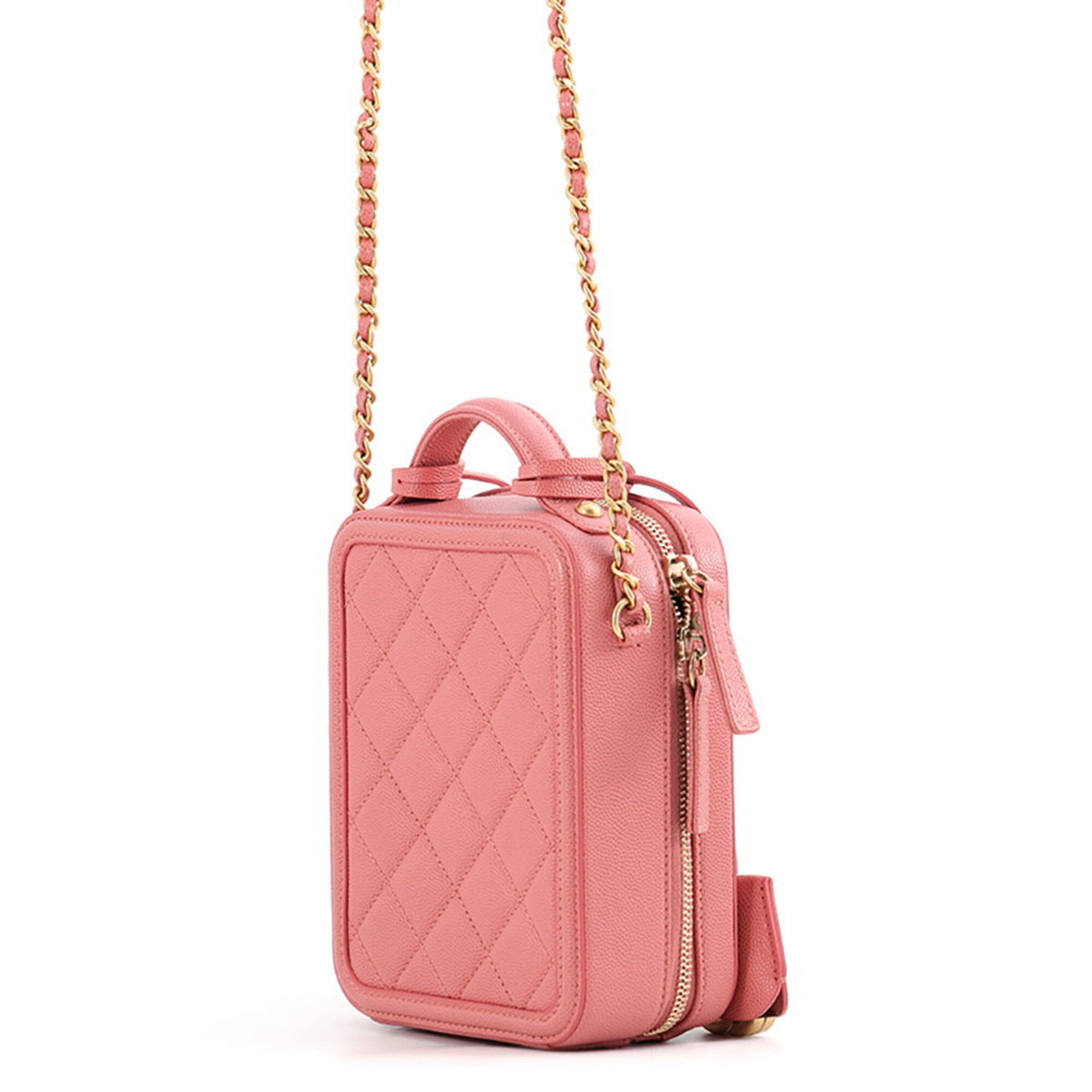 Chanel Pink Grained Calfskin Handbag Shoulder Bag Vanity Bag (Pre-Owned)
