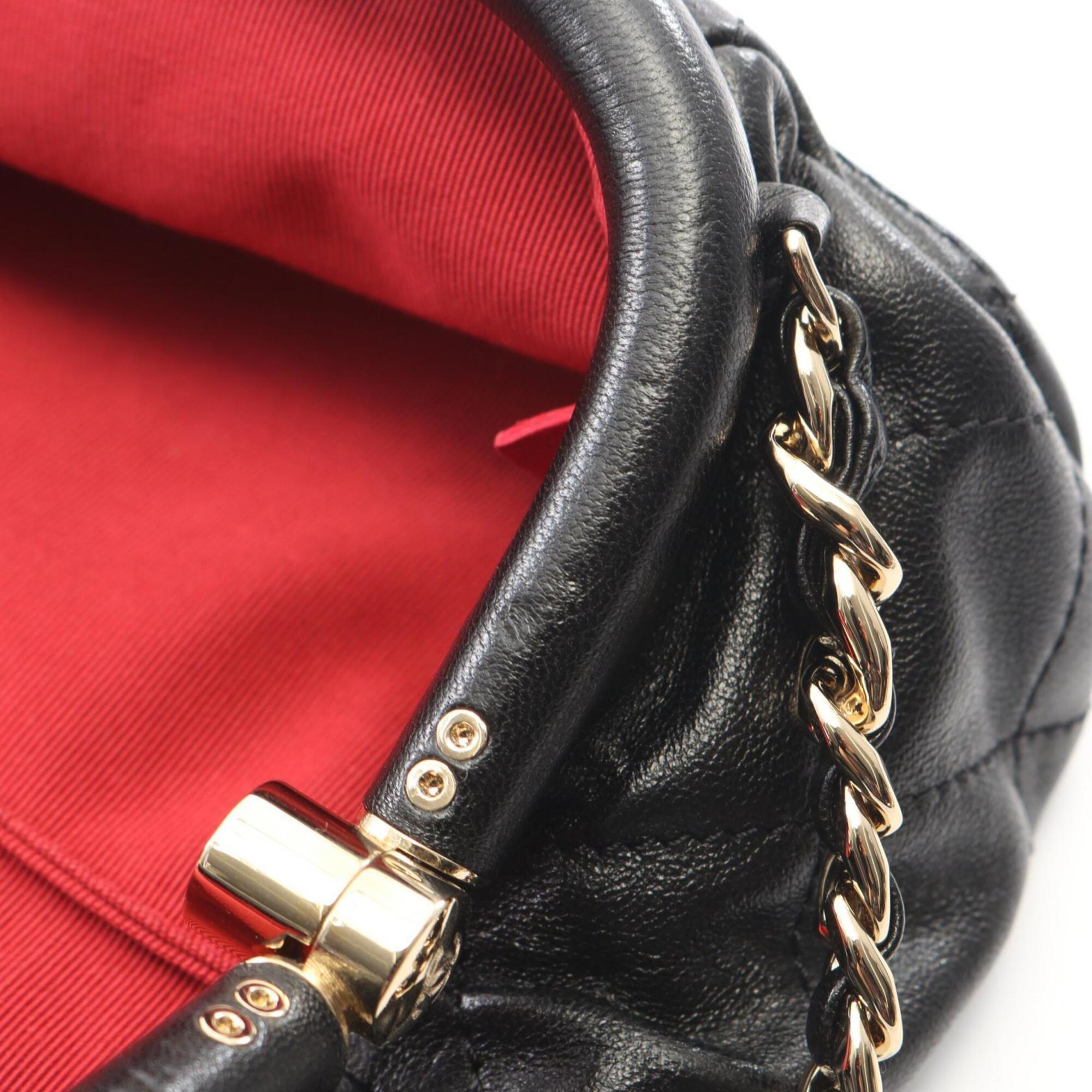 Chanel Black Leather Handbag Shoulder Bag (Pre-Owned)